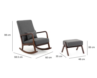 Foto 8 | Silla Mecedora con Taburete Gris Ikal Dublin