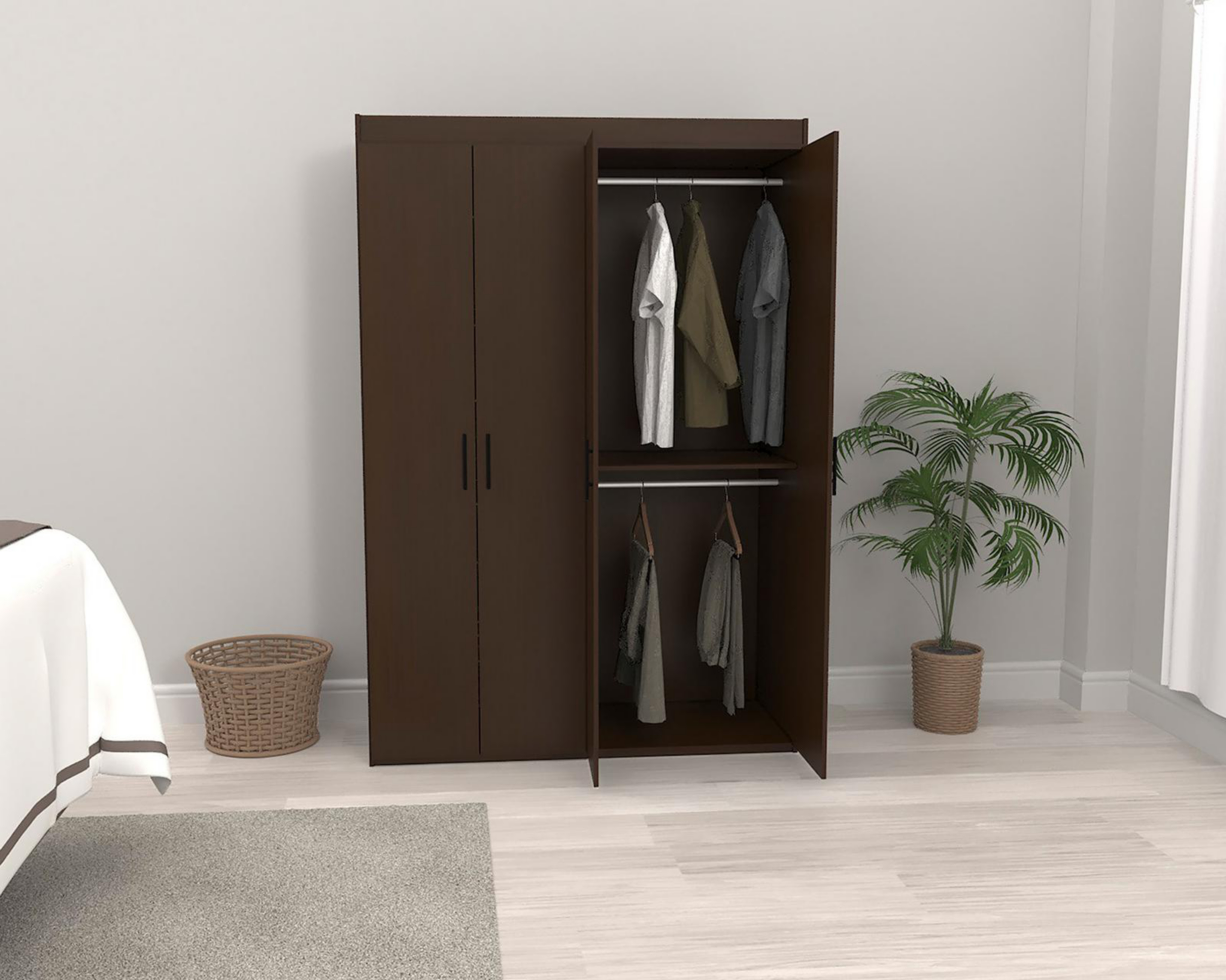 Ropero de Madera Mobi Álamo Café 180 cm