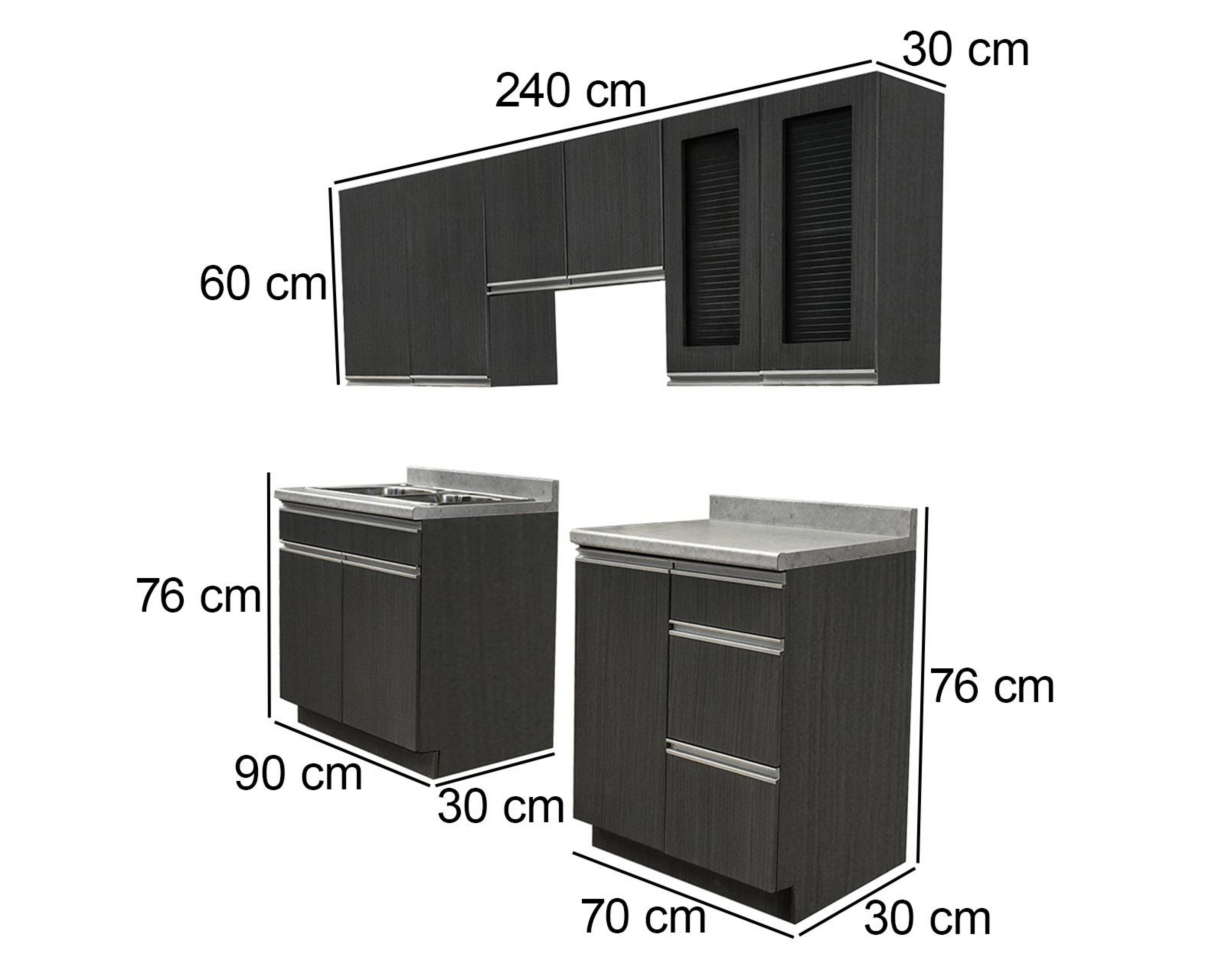 Foto 6 pulgar | Cocina Integral Venecia Gris 240 cm