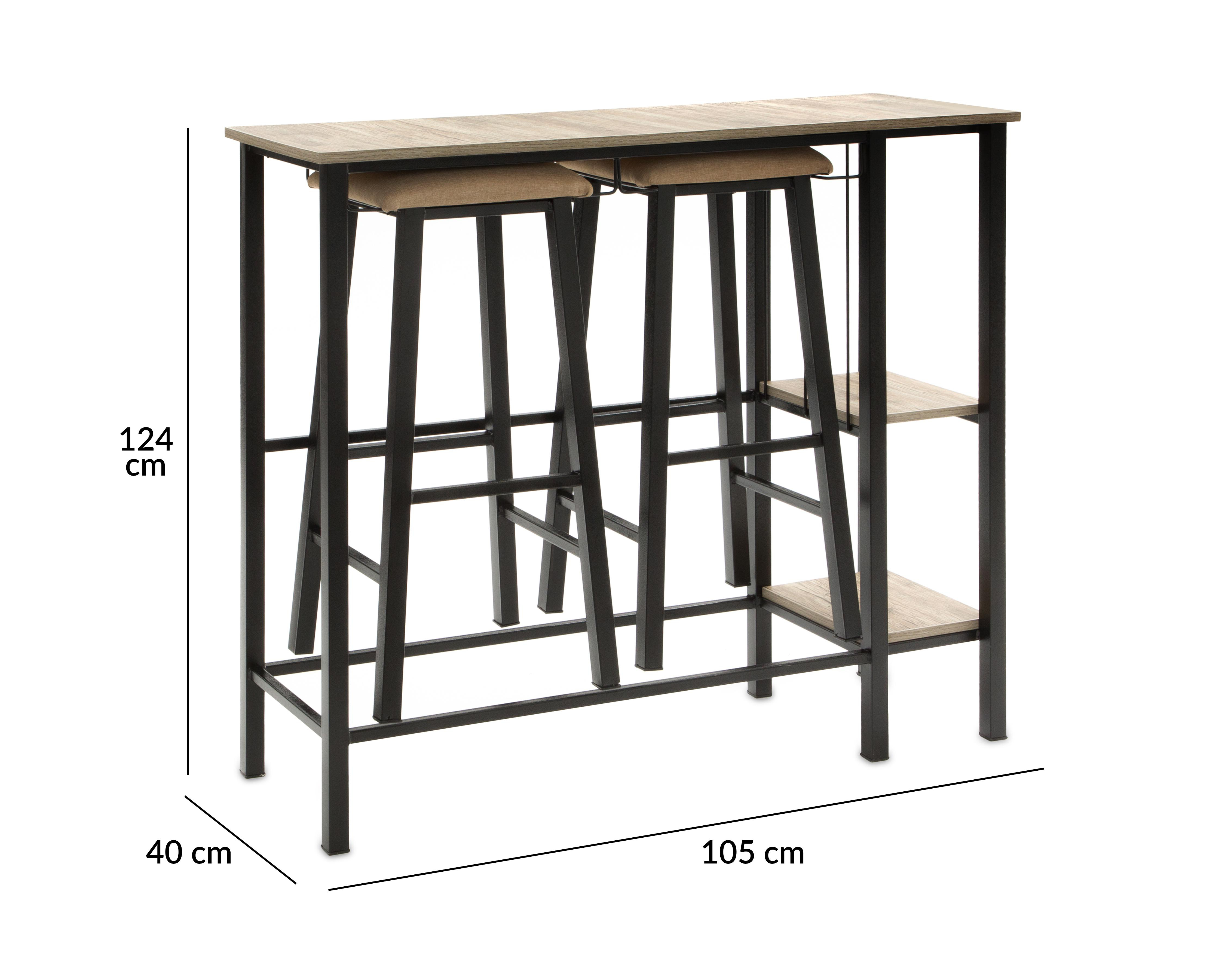 Foto 10 pulgar | Mesa con Bancos Tubacc Ontario 105 x 124 cm