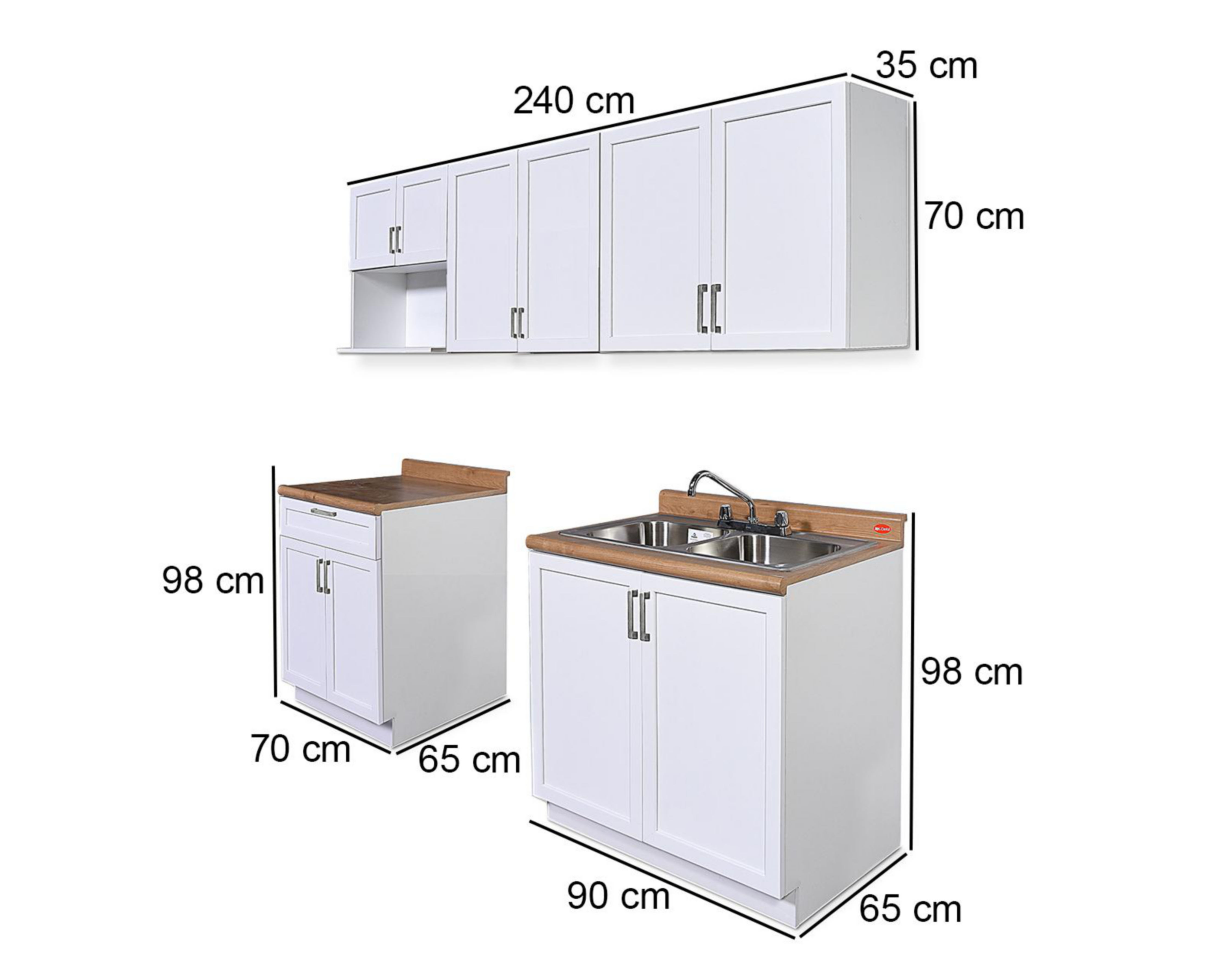 Foto 6 pulgar | Cocina Integral Malta Blanca 240 cm