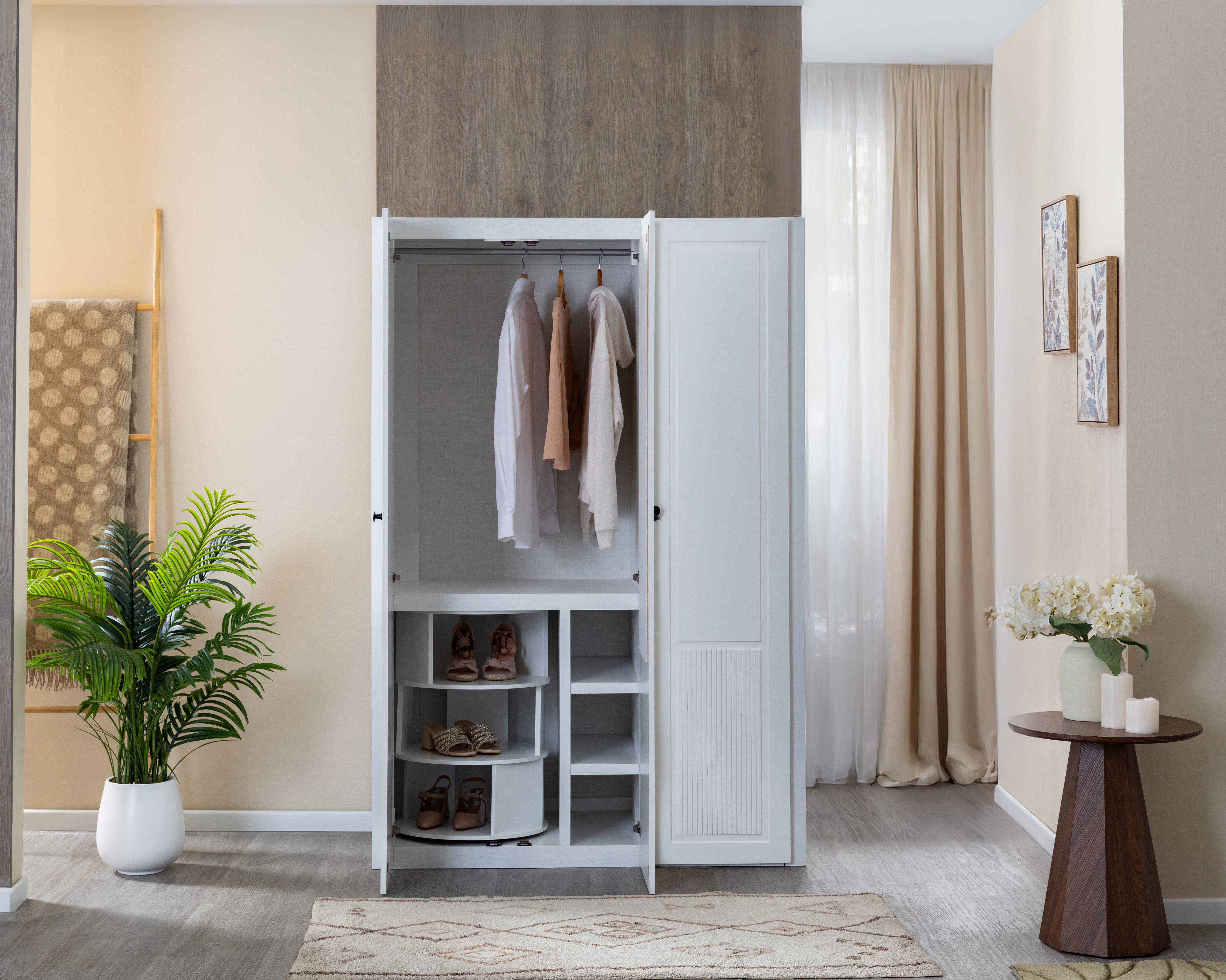 Ropero de Madera con Espejo CMD Muebles Montecarlo Blanco 180 cm