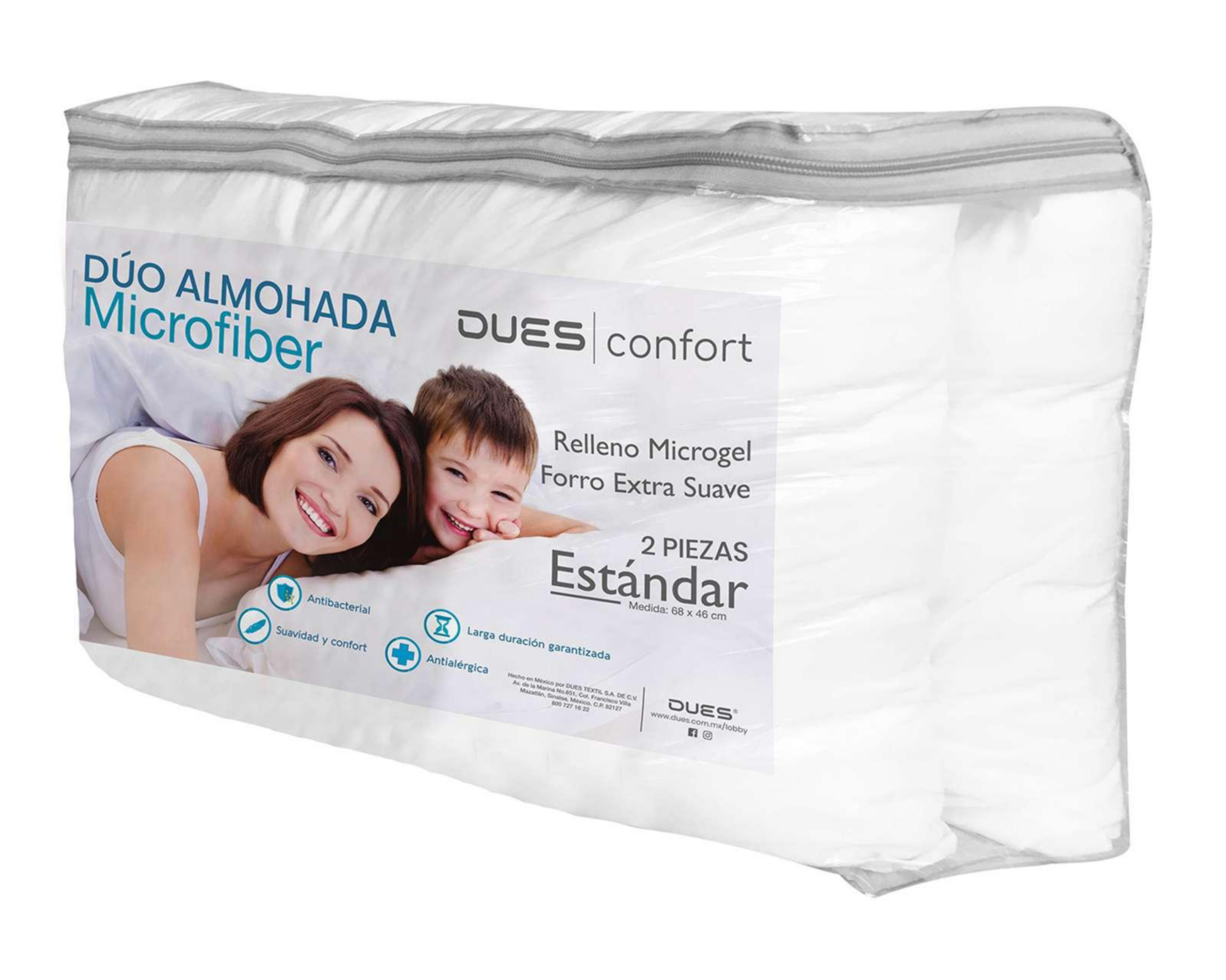 Foto 4 pulgar | Almohada Microfibra Dues Confort Estándar 2 Piezas