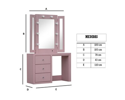 Foto 8 | Tocador Fantasy Rosa con Luz