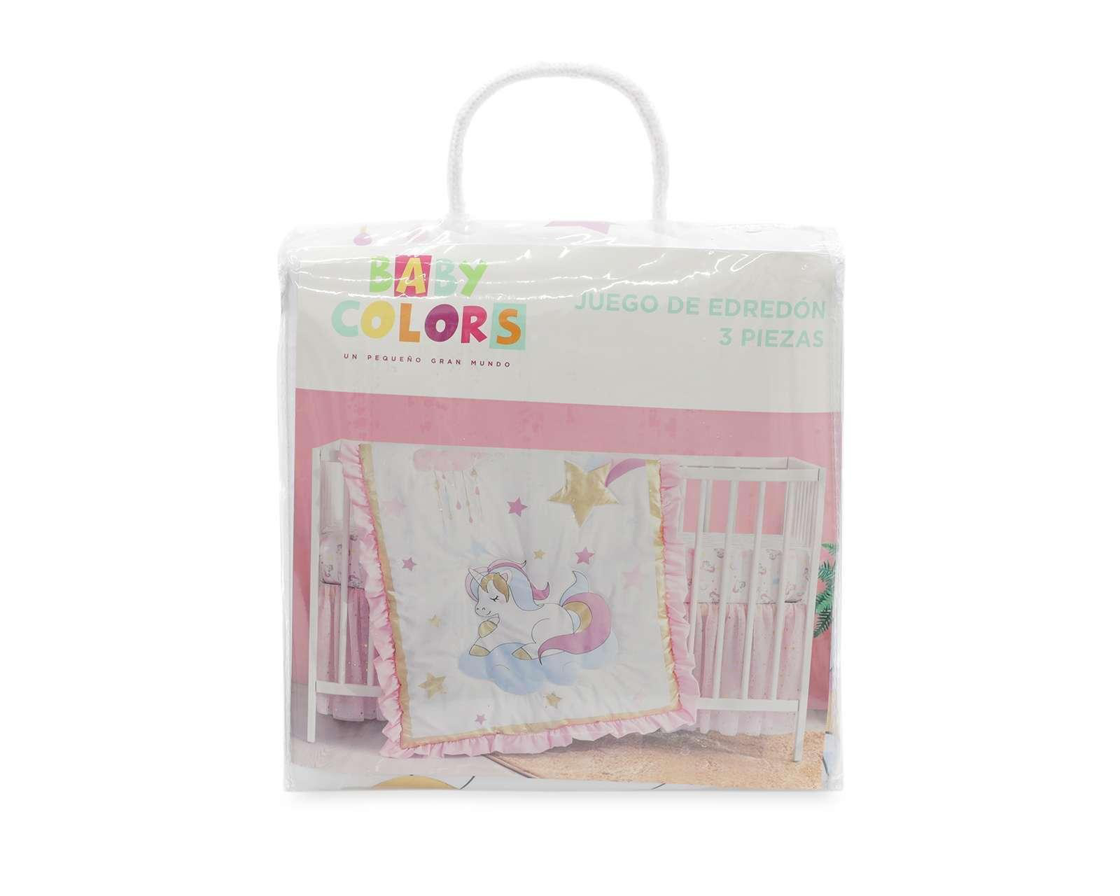 Foto 5 pulgar | Edredón Baby Colors para Cuna Yunikon Blanco/Rosa 3 Piezas