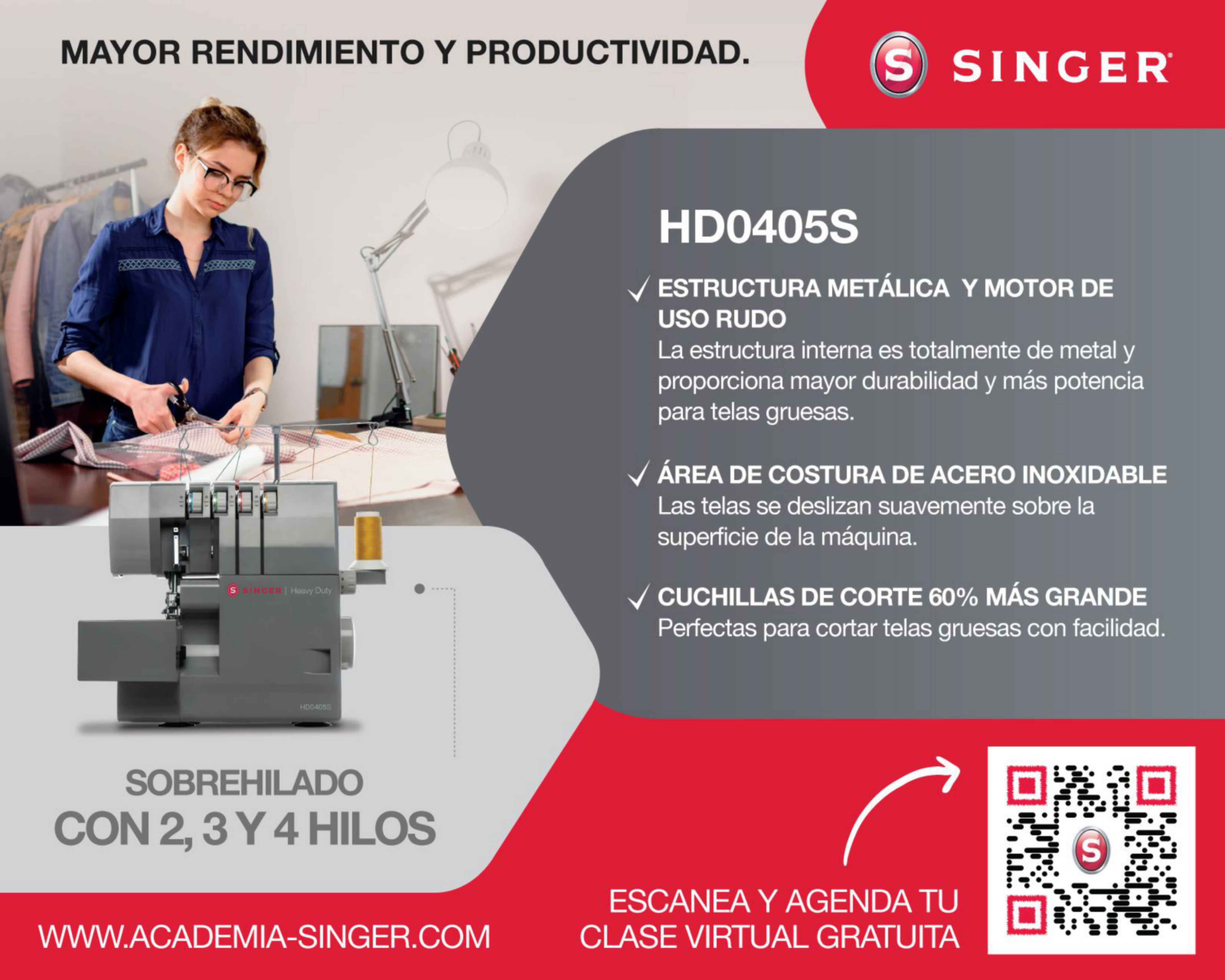 Foto 6 pulgar | Máquina de Coser Singer Overlock HD0405S