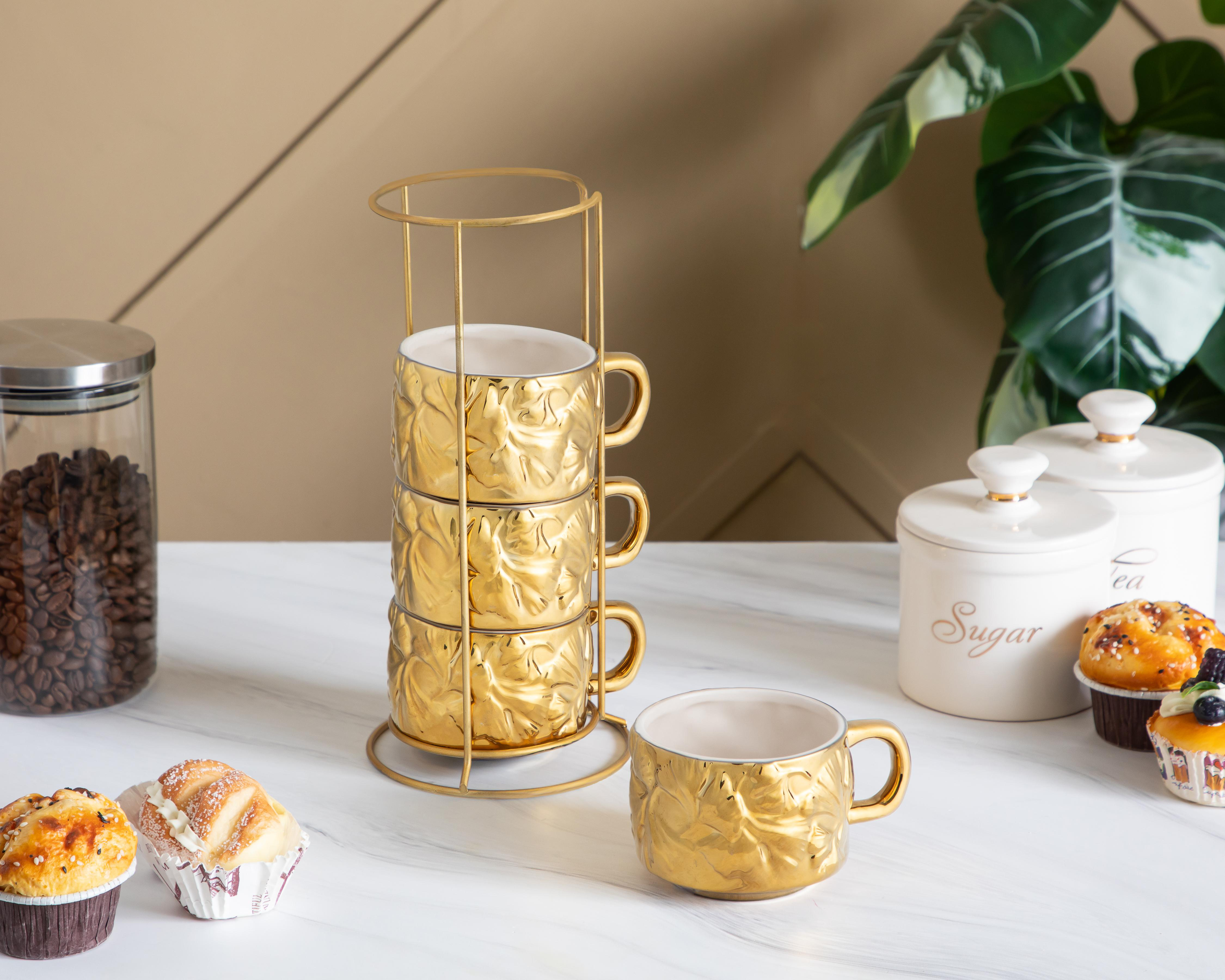 Foto 5 | Juego de Tazas Decorativas Starhaus de Cerámica 4 Piezas