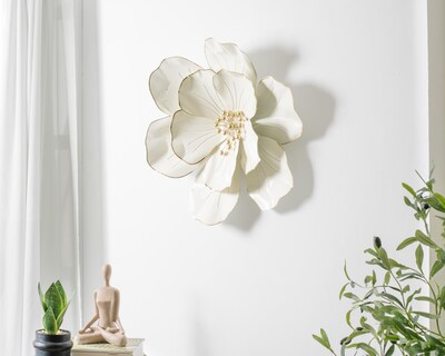 Foto 4 | Flor de Pared Decorativa Blancas de Metal