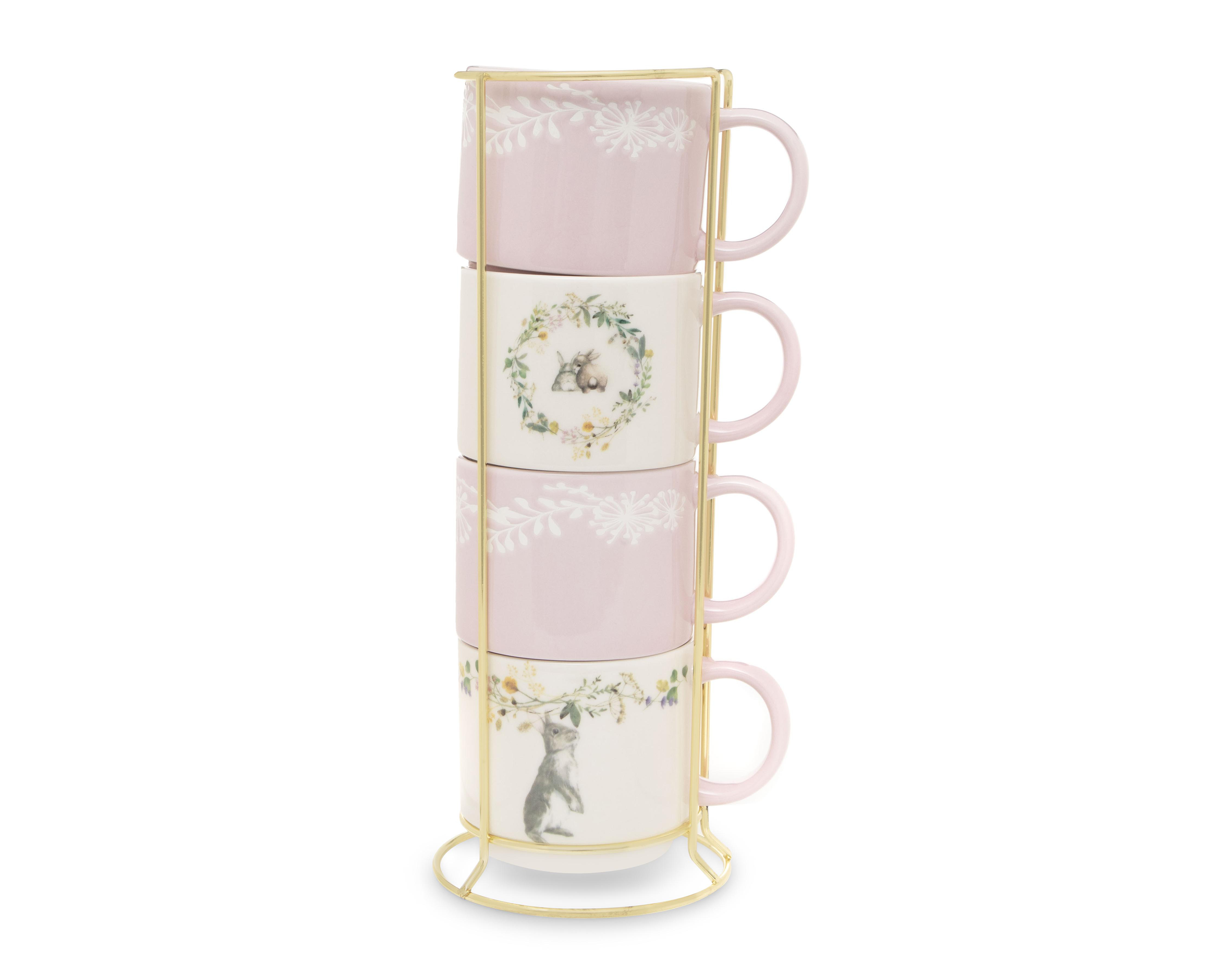 Juego de Tazas Decorativas de Cerámica Starhaus 4 Piezas