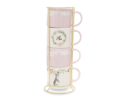 Foto 1 | Juego de Tazas Decorativas de Cerámica Starhaus 4 Piezas