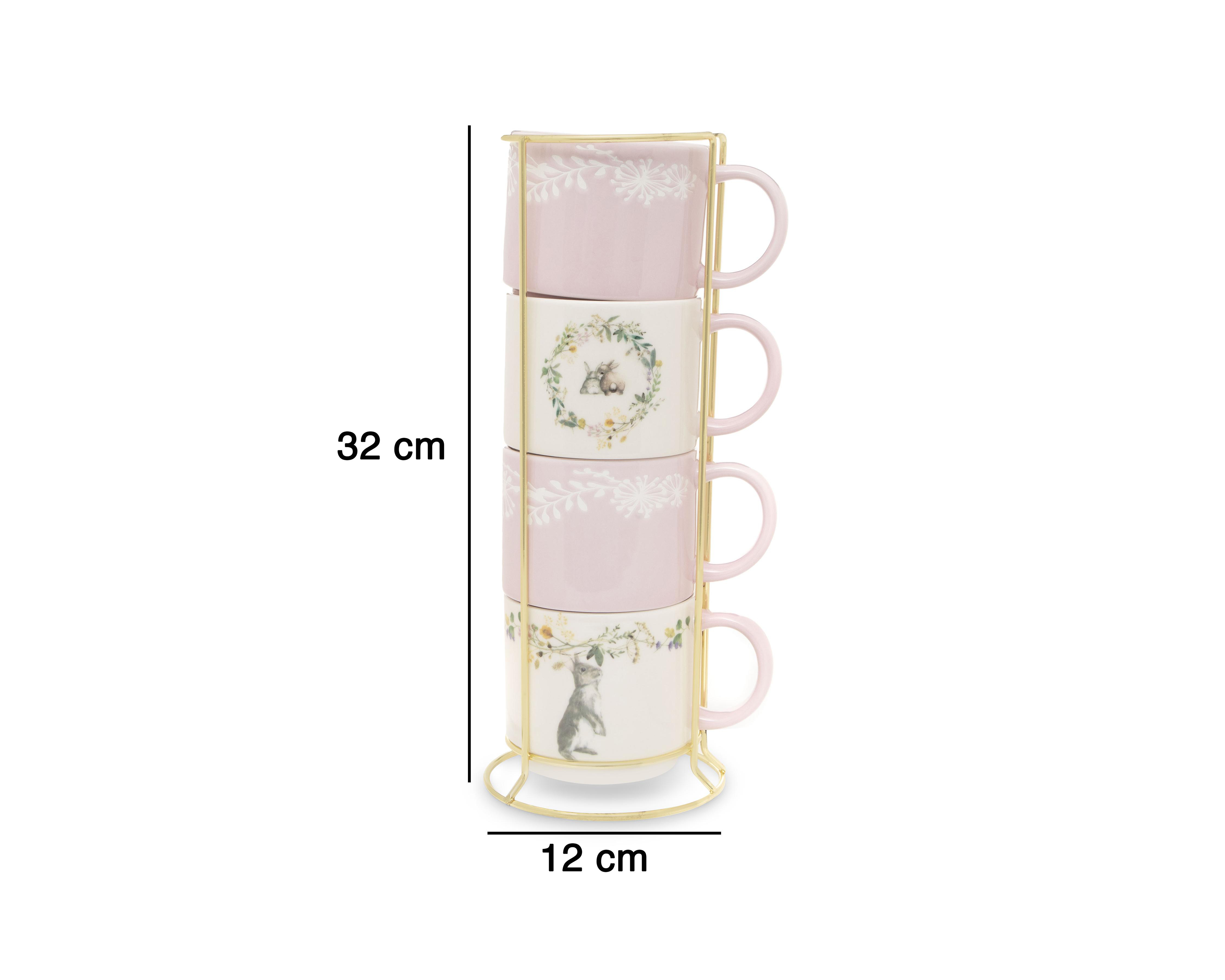 Foto 6 pulgar | Juego de Tazas Decorativas de Cerámica Starhaus 4 Piezas