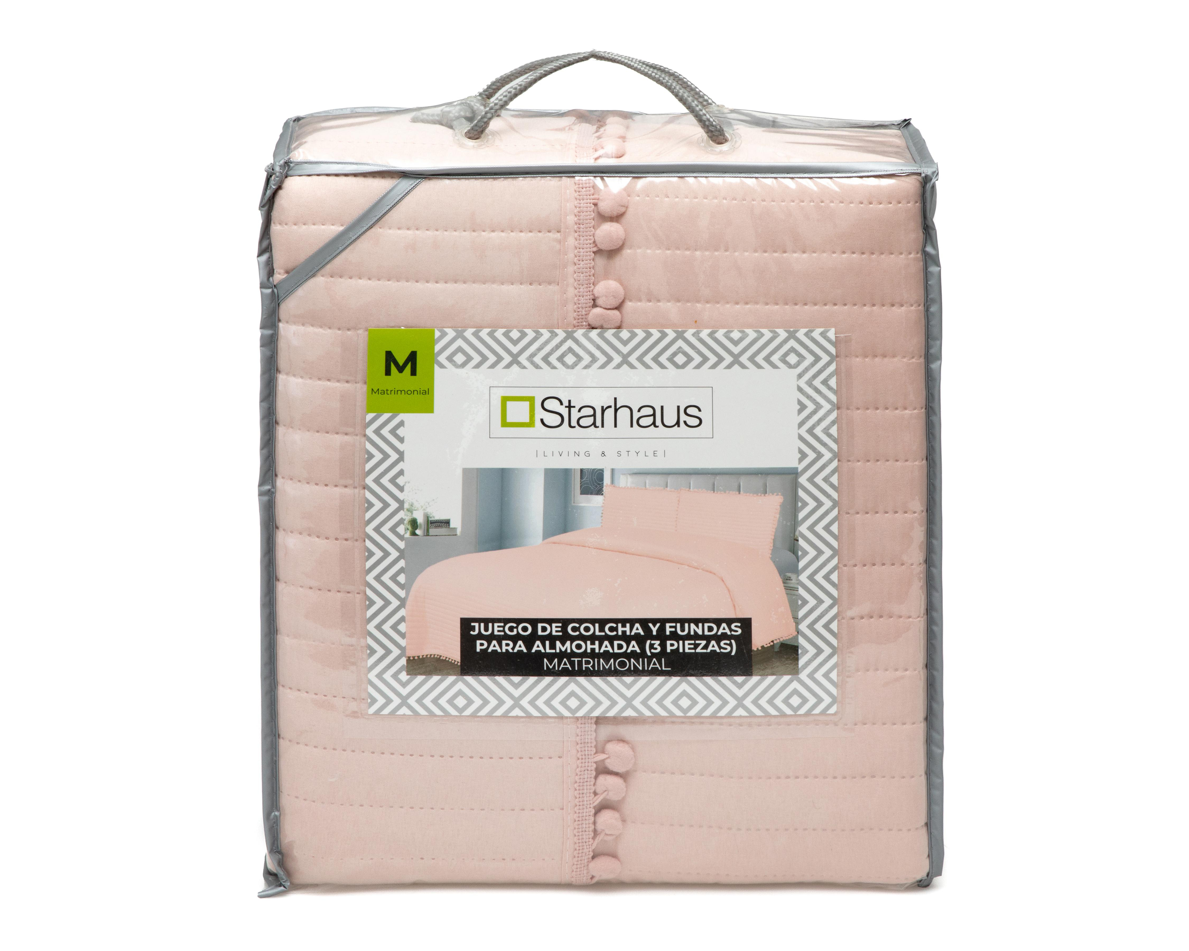 Foto 4 | Colcha Matrimonial con Fundas para Almohada Starhaus Emeric Rosa 3 Piezas