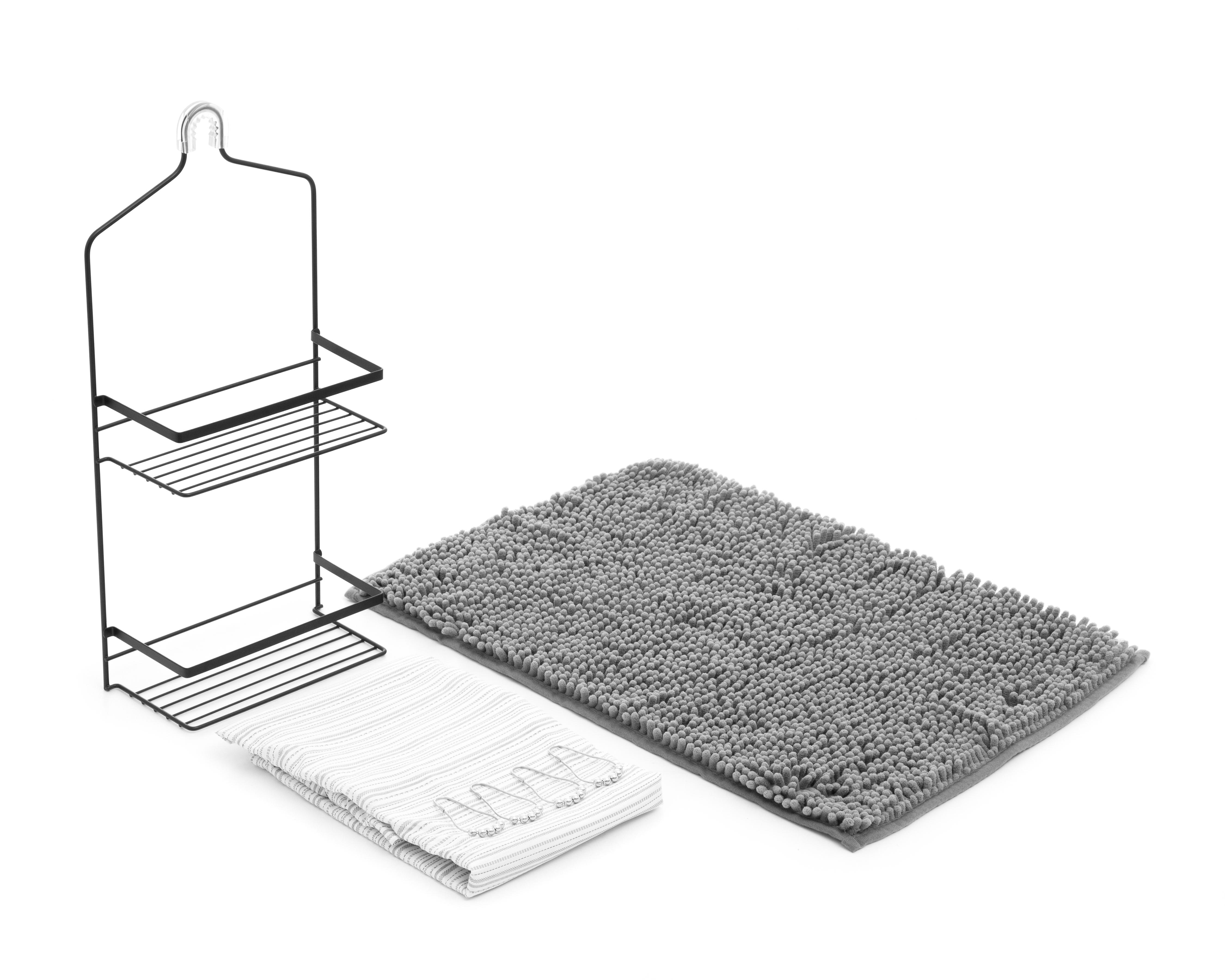 Cortina y Tapete para Baño Starhaus con Organizador 3 Piezas