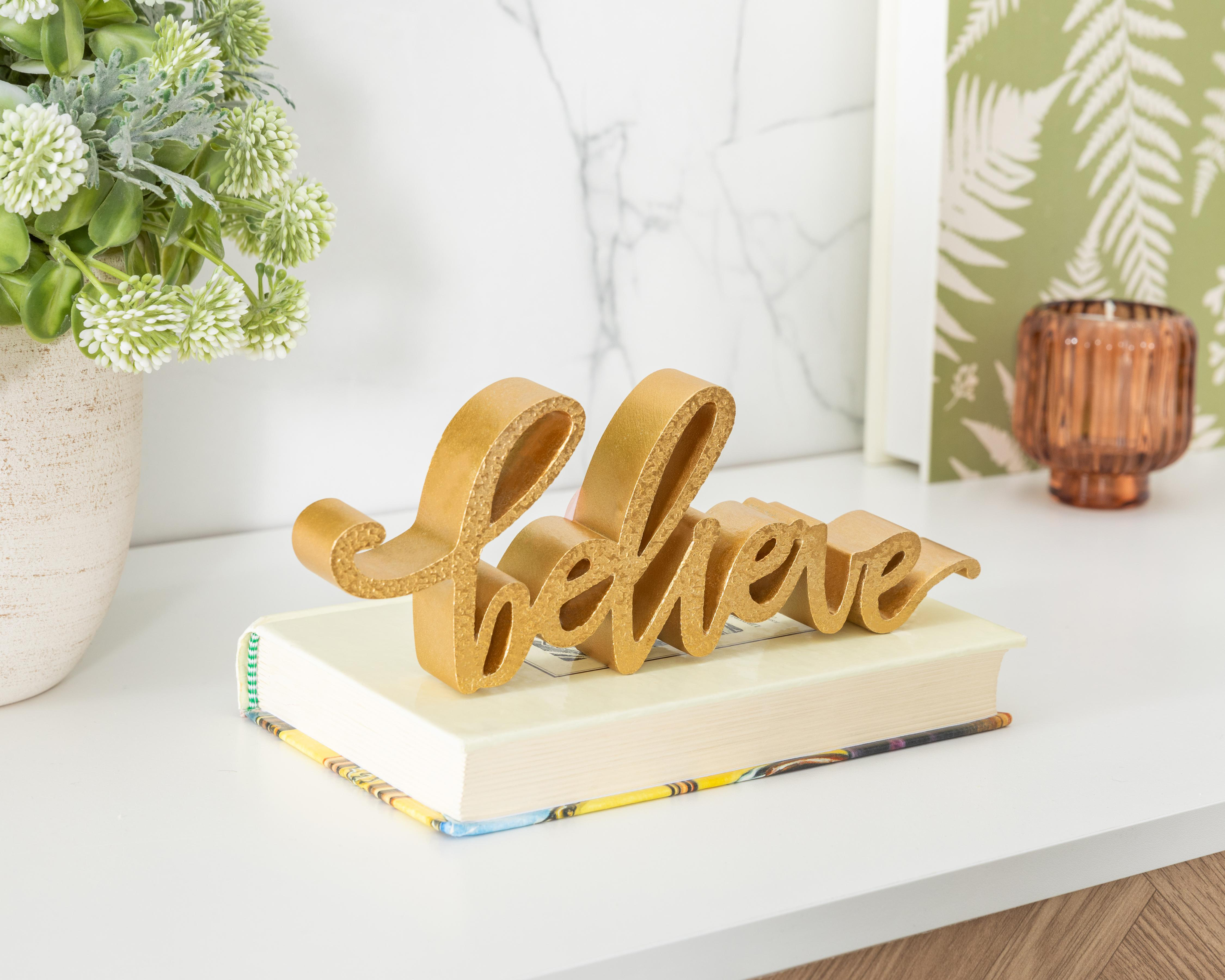 Foto 5 pulgar | Letrero Decorativo Believe de Poliresina