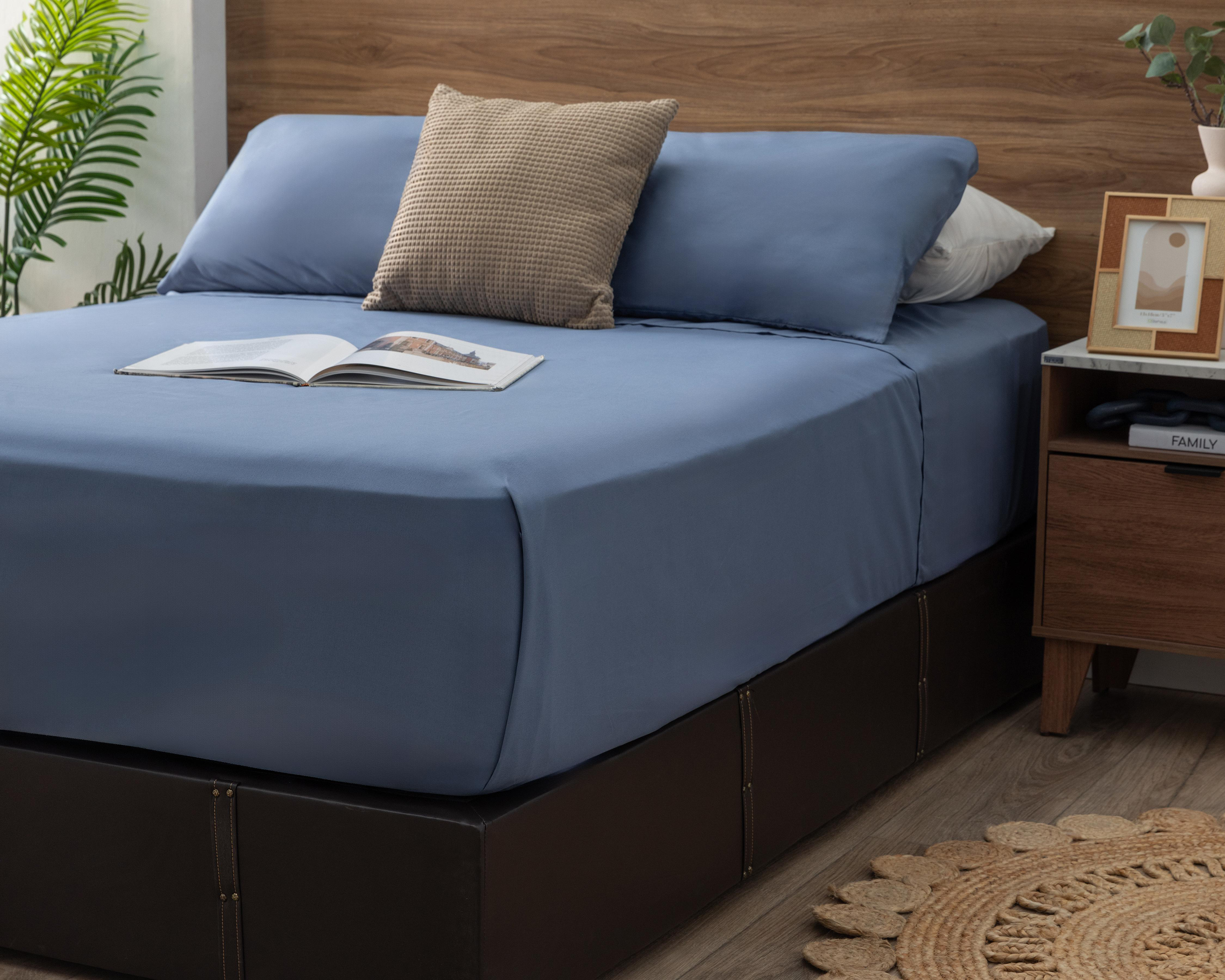 Sábana Matrimonial con Fundas para Almohada Starhaus Gabo Azul Marino 4 Piezas