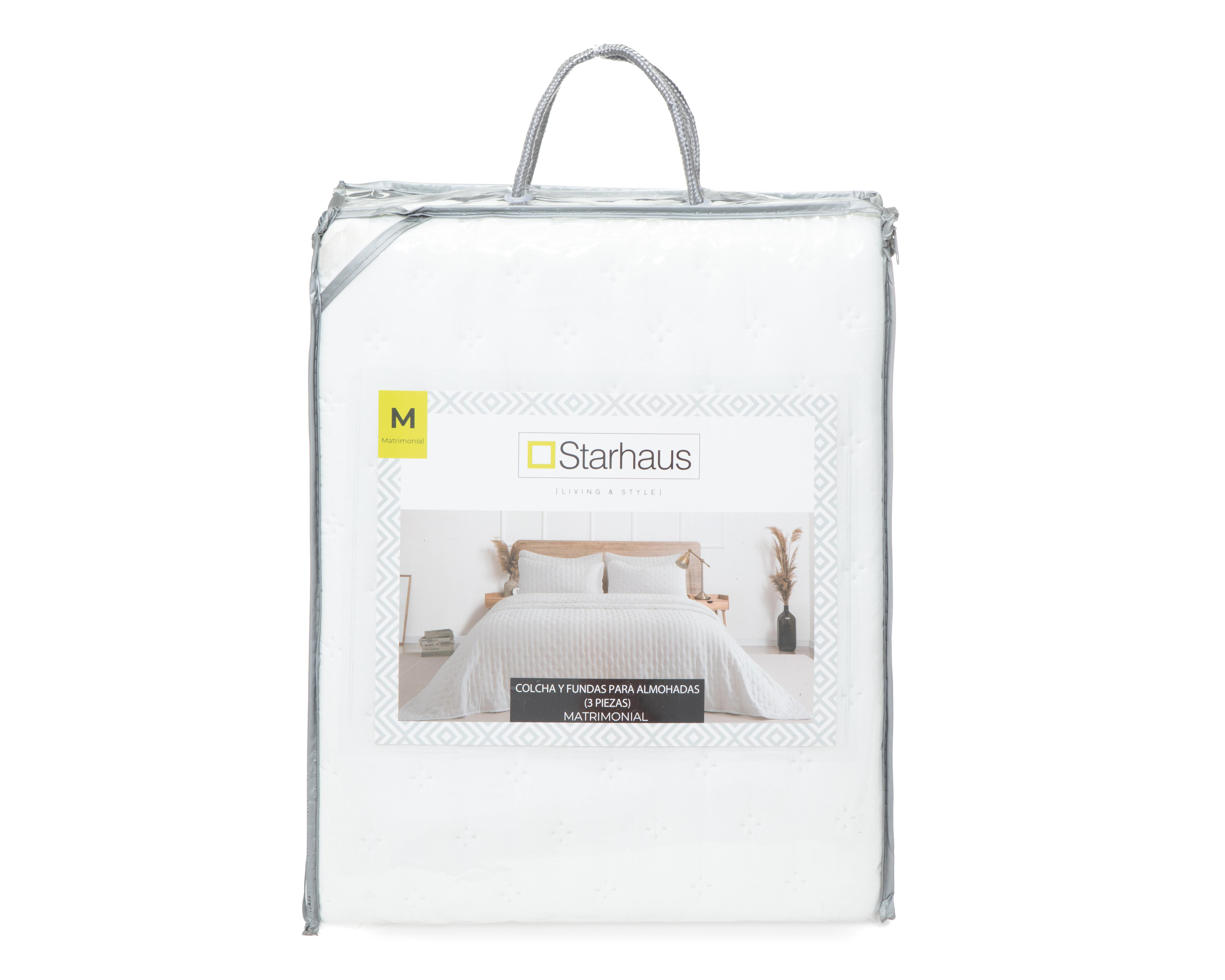 Foto 5 pulgar | Colcha Matrimonial con Fundas para Almohada Starhaus Magnolia Blanca 3 Piezas