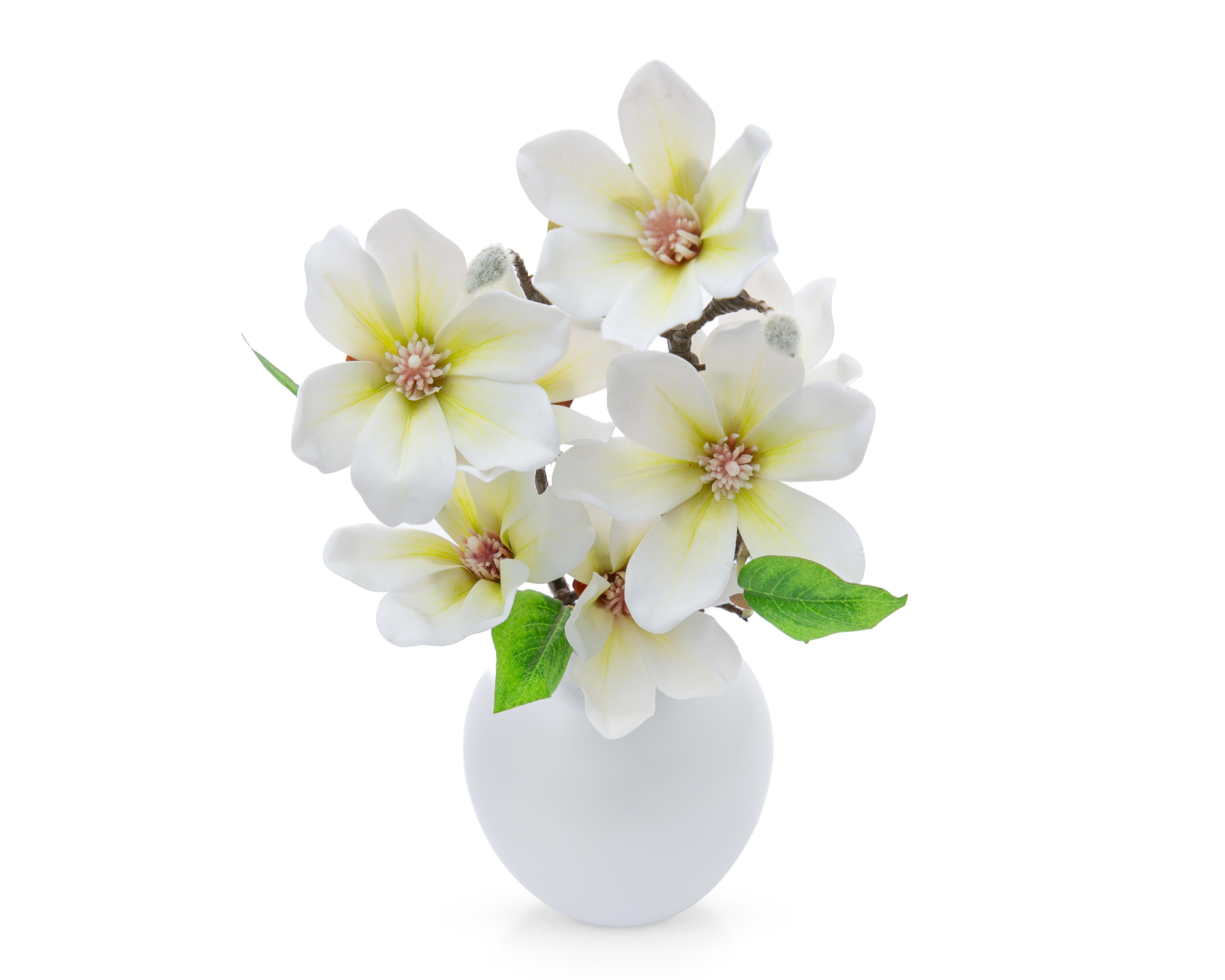 Foto 3 pulgar | Magnolias Artificiales con Florero Starhaus 36 cm