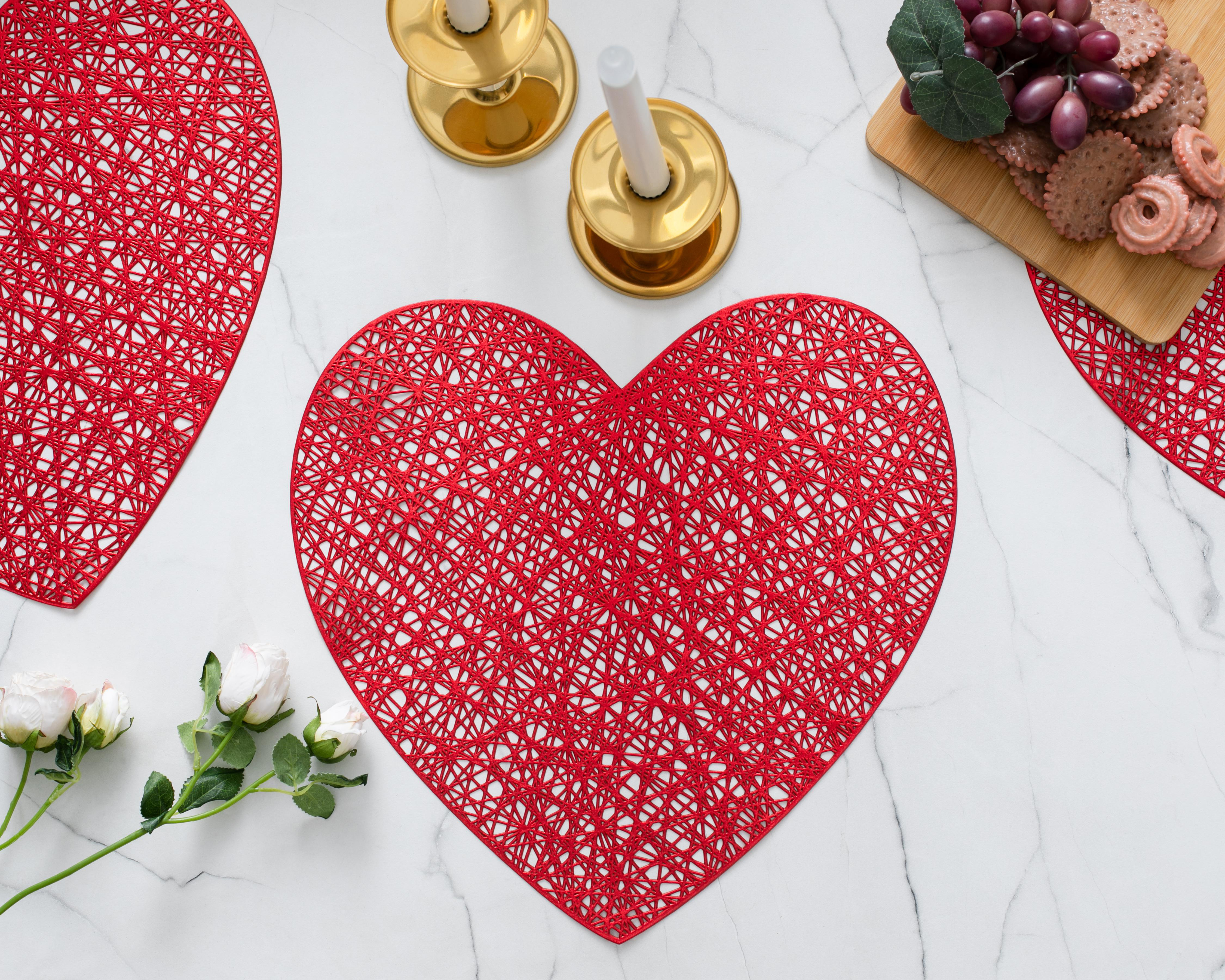 Mantel Individual Starhaus Valentine Rojo 4 Piezas