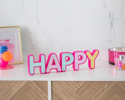 Foto 5 | Letrero Decorativo Happy de Madera Industrializada