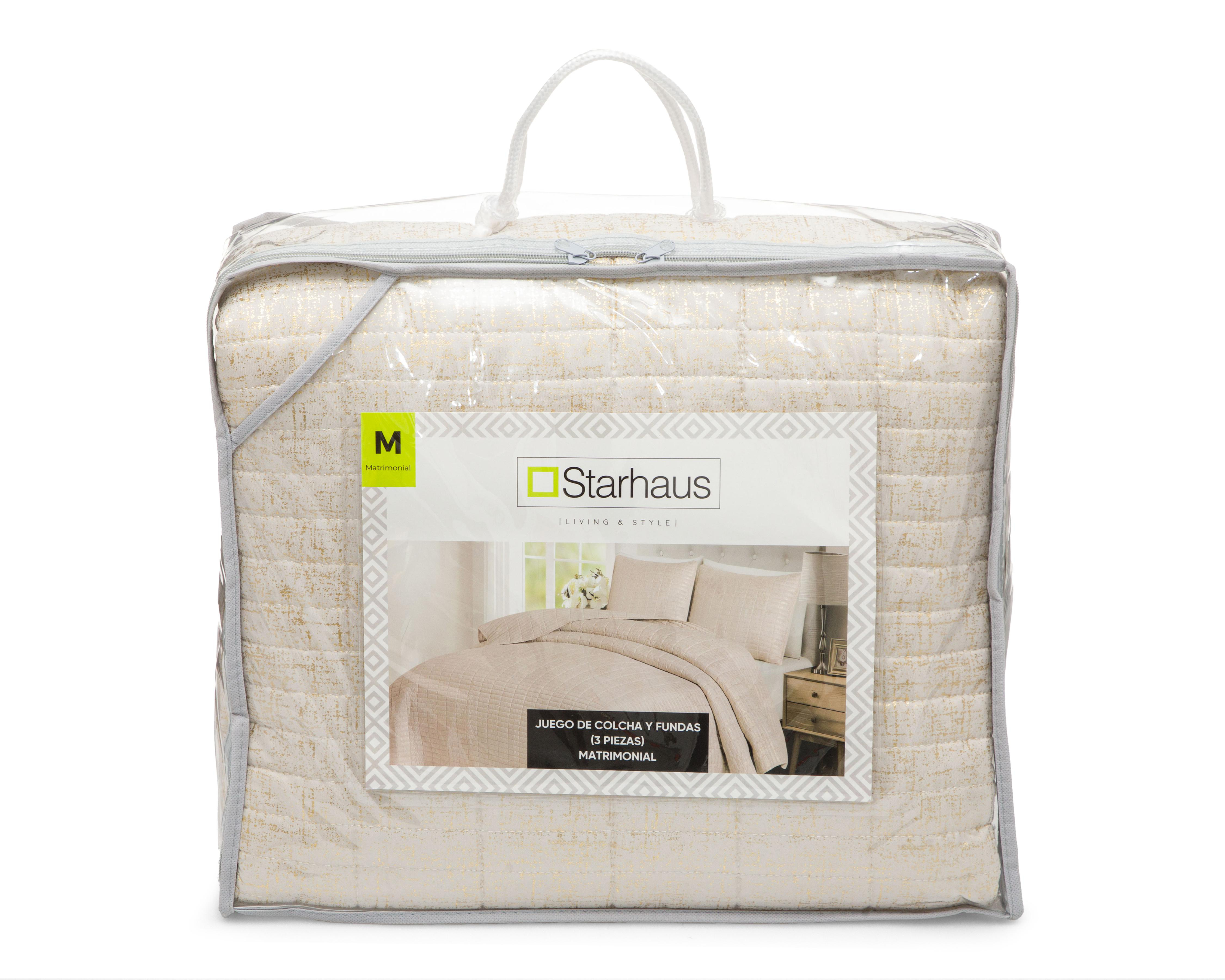 Foto 6 pulgar | Colcha Matrimonial Starhaus Anthos Beige 3 Piezas