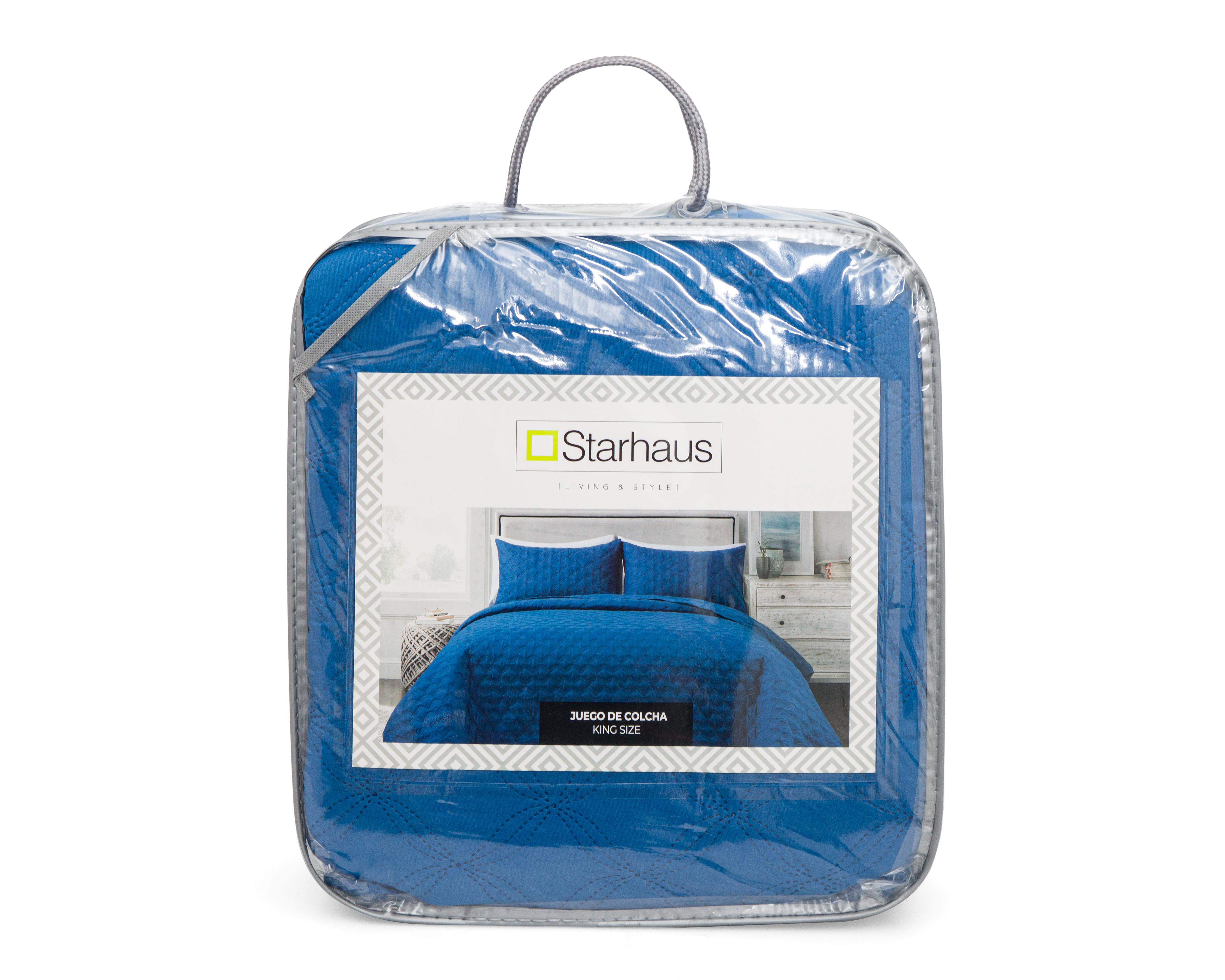 Foto 4 | Colcha King Size Starhaus Cletine B Azul 3 Piezas