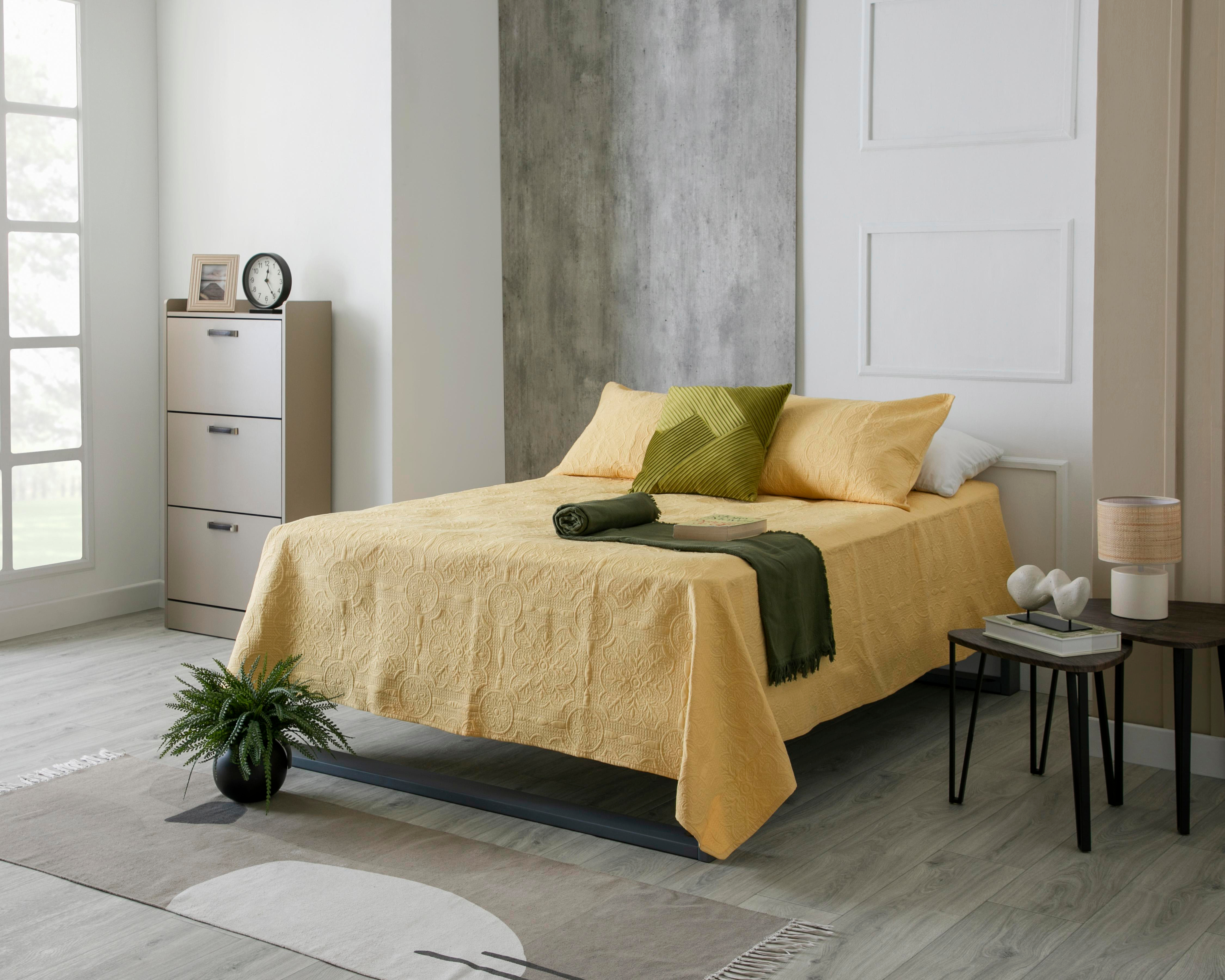 Foto 1 | Colcha King Size y Fundas para Almohada Starhaus Jailen Amarillo 3 Piezas