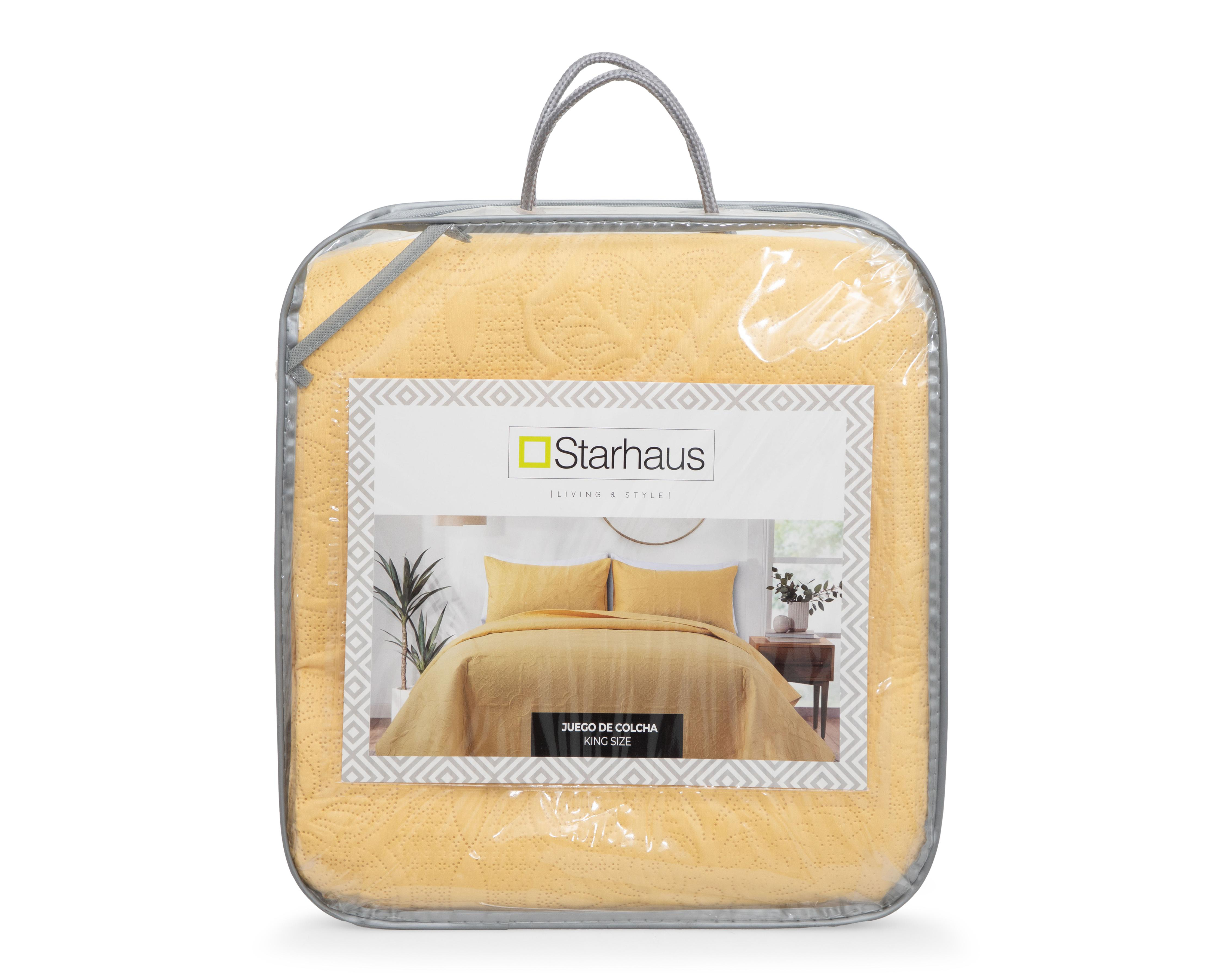 Foto 5 pulgar | Colcha King Size y Fundas para Almohada Starhaus Jailen Amarillo 3 Piezas