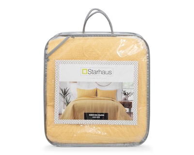 Foto 4 | Colcha King Size y Fundas para Almohada Starhaus Jailen Amarillo 3 Piezas