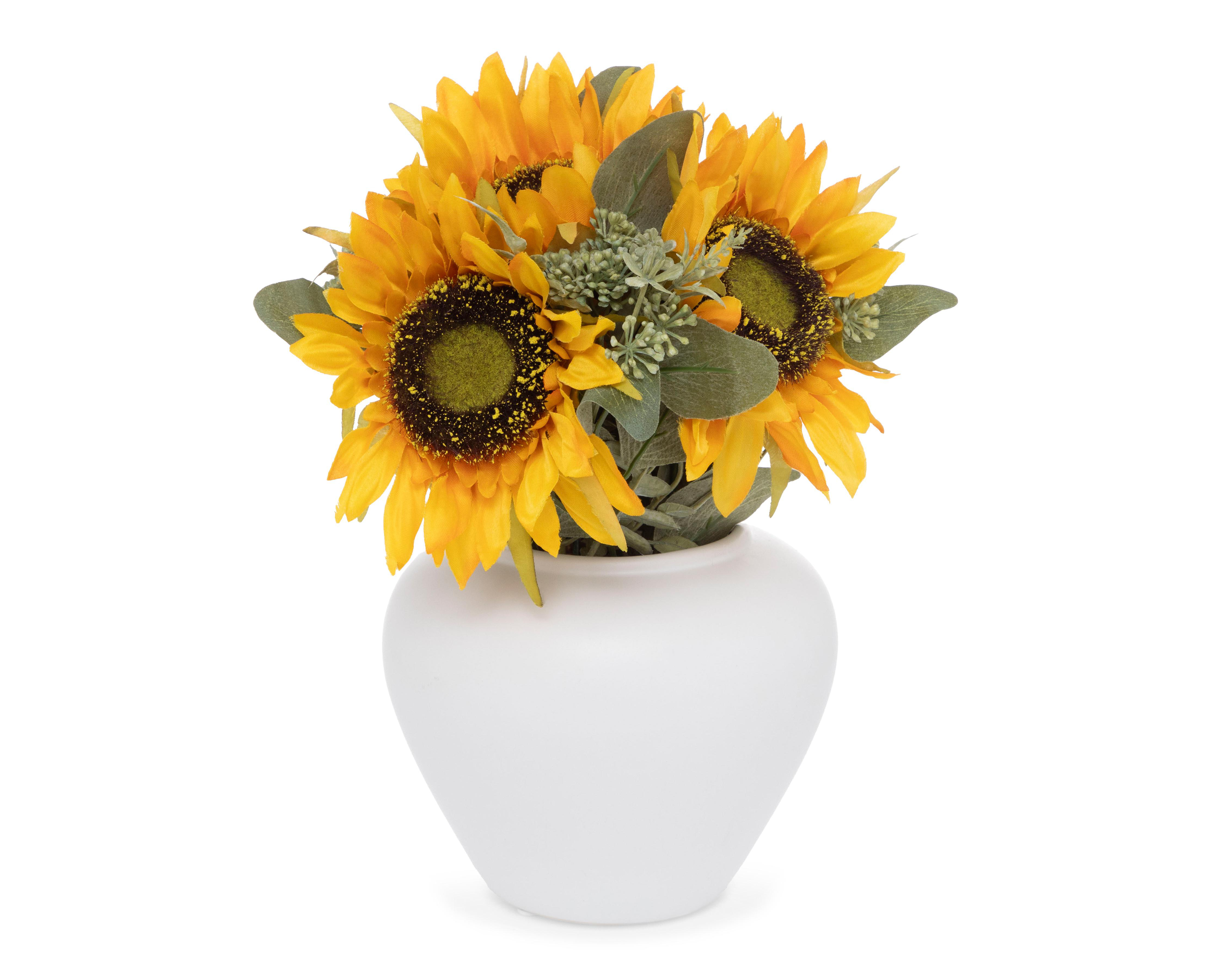 Foto 3 pulgar | Girasoles Artificiales con Florero Starhaus 33 cm