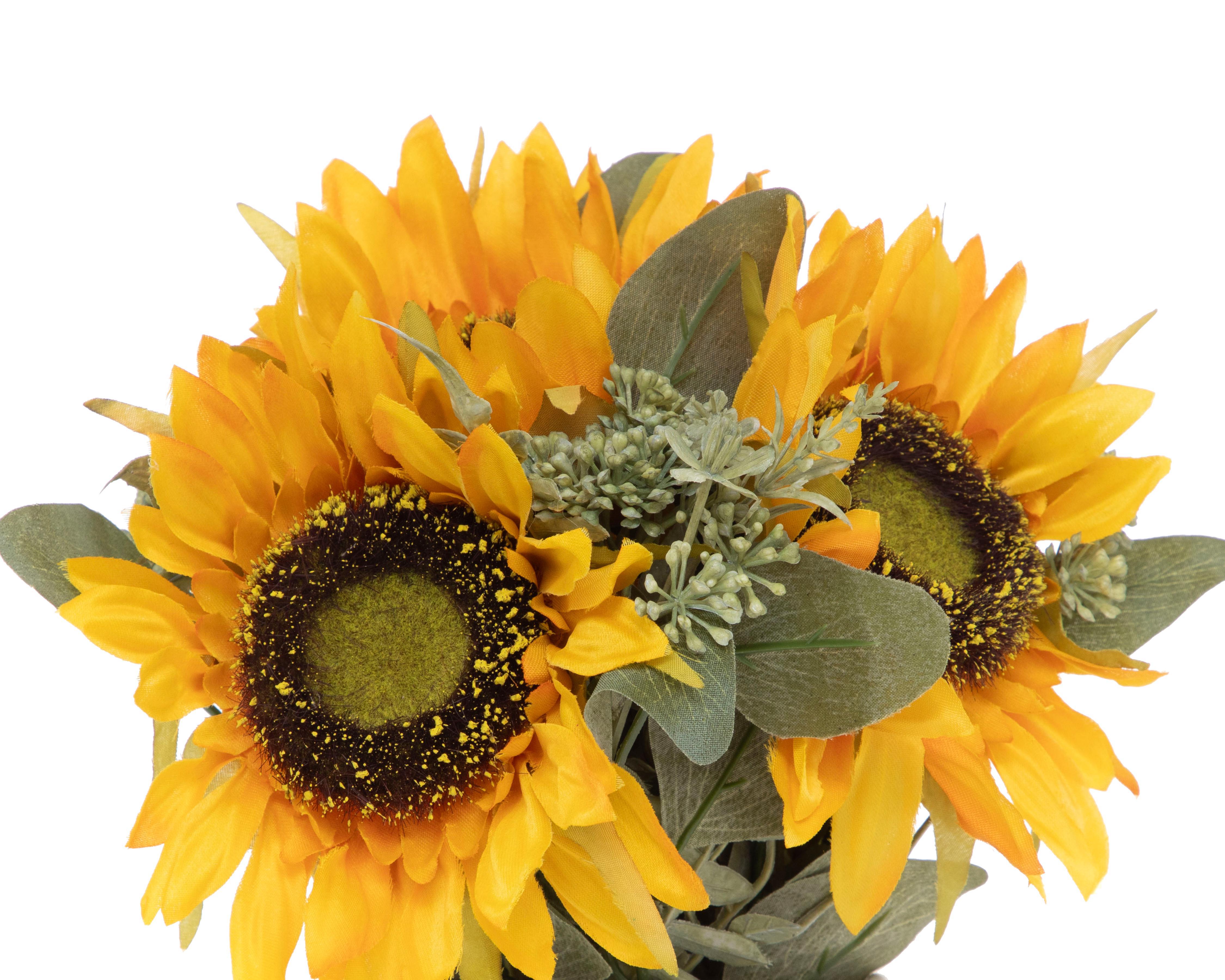 Foto 4 pulgar | Girasoles Artificiales con Florero Starhaus 33 cm