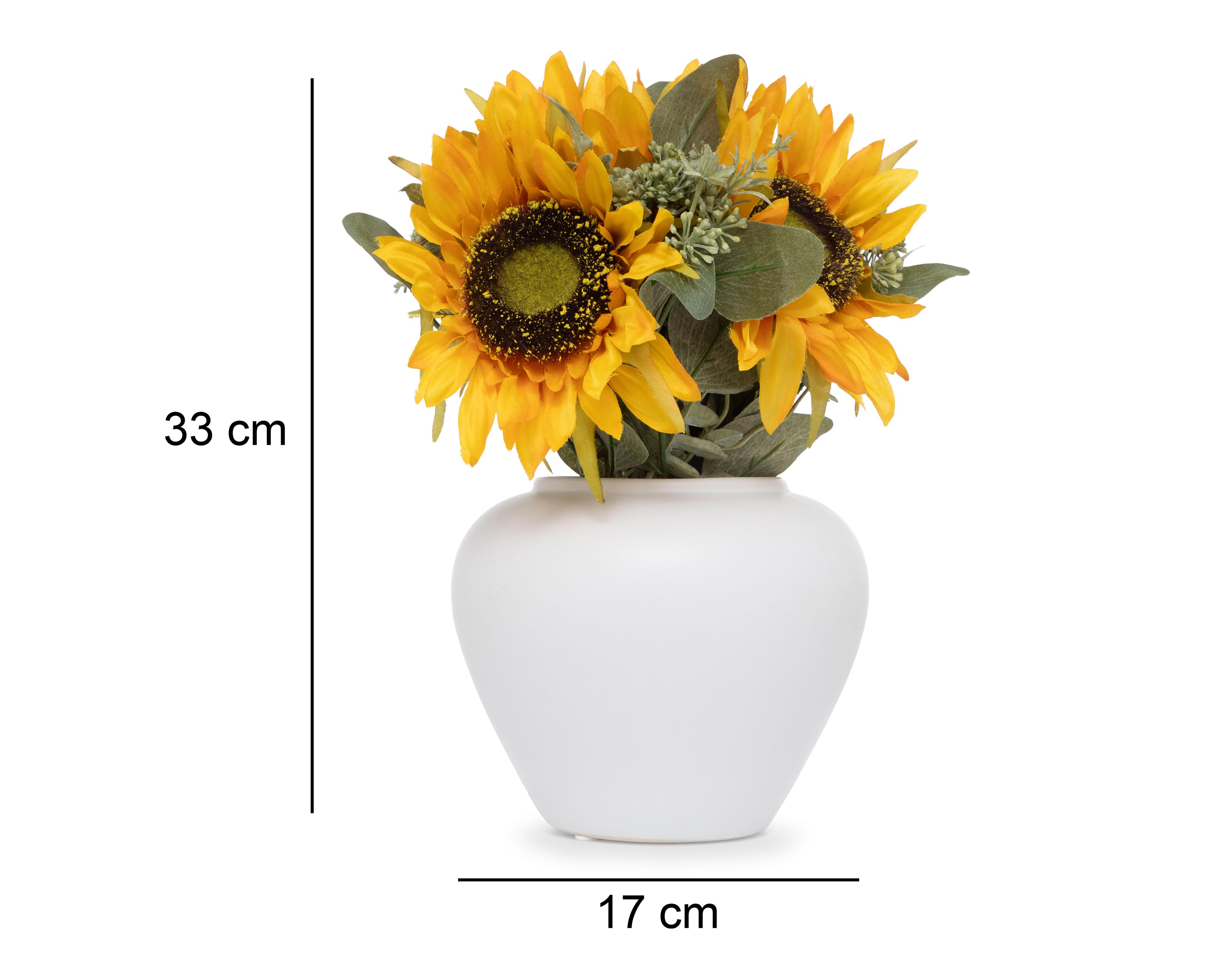 Foto 6 pulgar | Girasoles Artificiales con Florero Starhaus 33 cm
