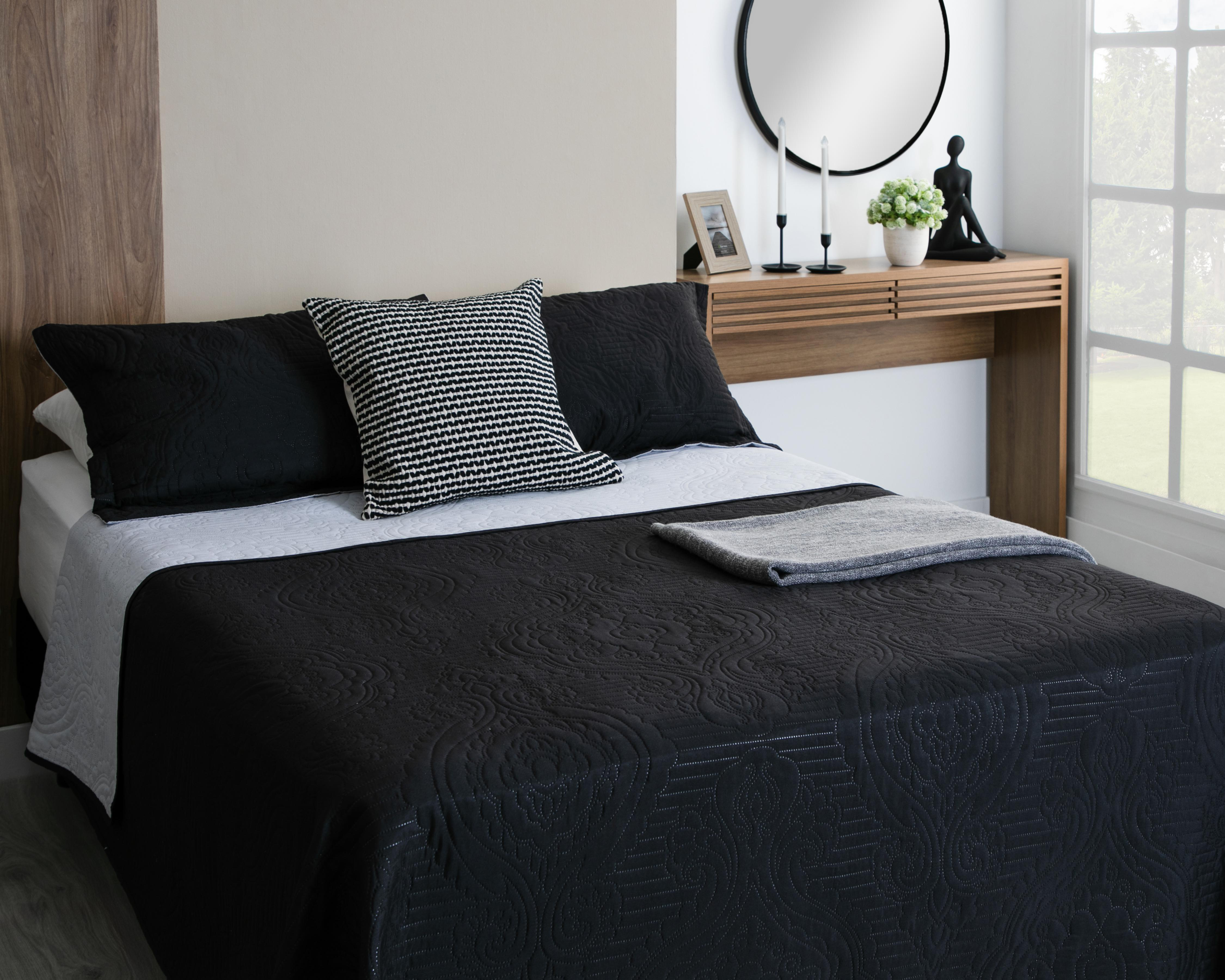 Foto 2 pulgar | Colcha Queen Size Spirit Linen Home Marvin Negra