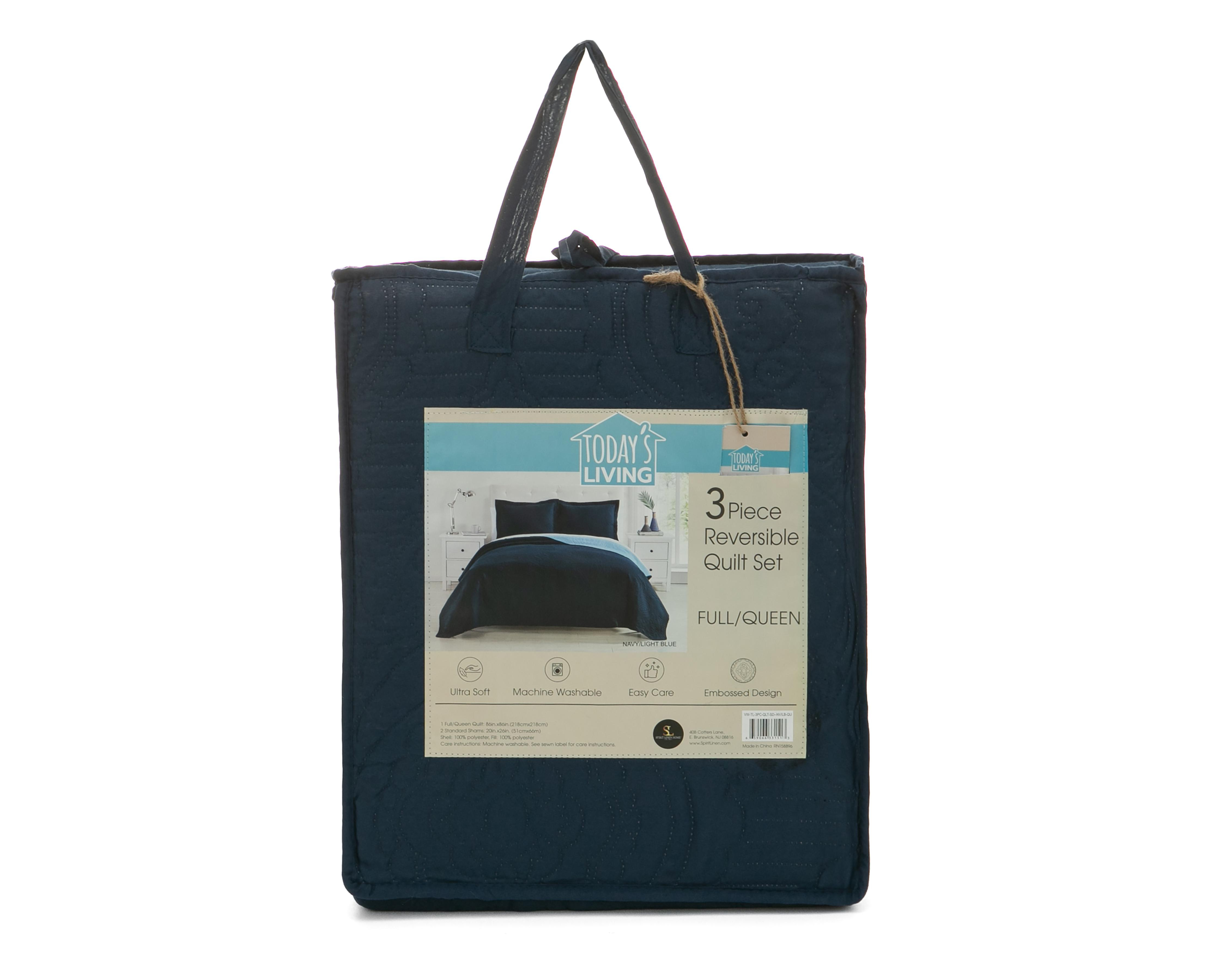 Foto 5 pulgar | Colcha Matrimonial Queen Spirit Linen Home Fermin Azul