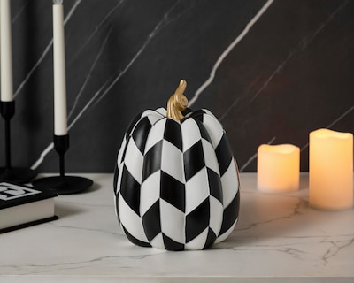 Foto 4 | Escultura de Calabaza de Halloween Checkered de Cerámica