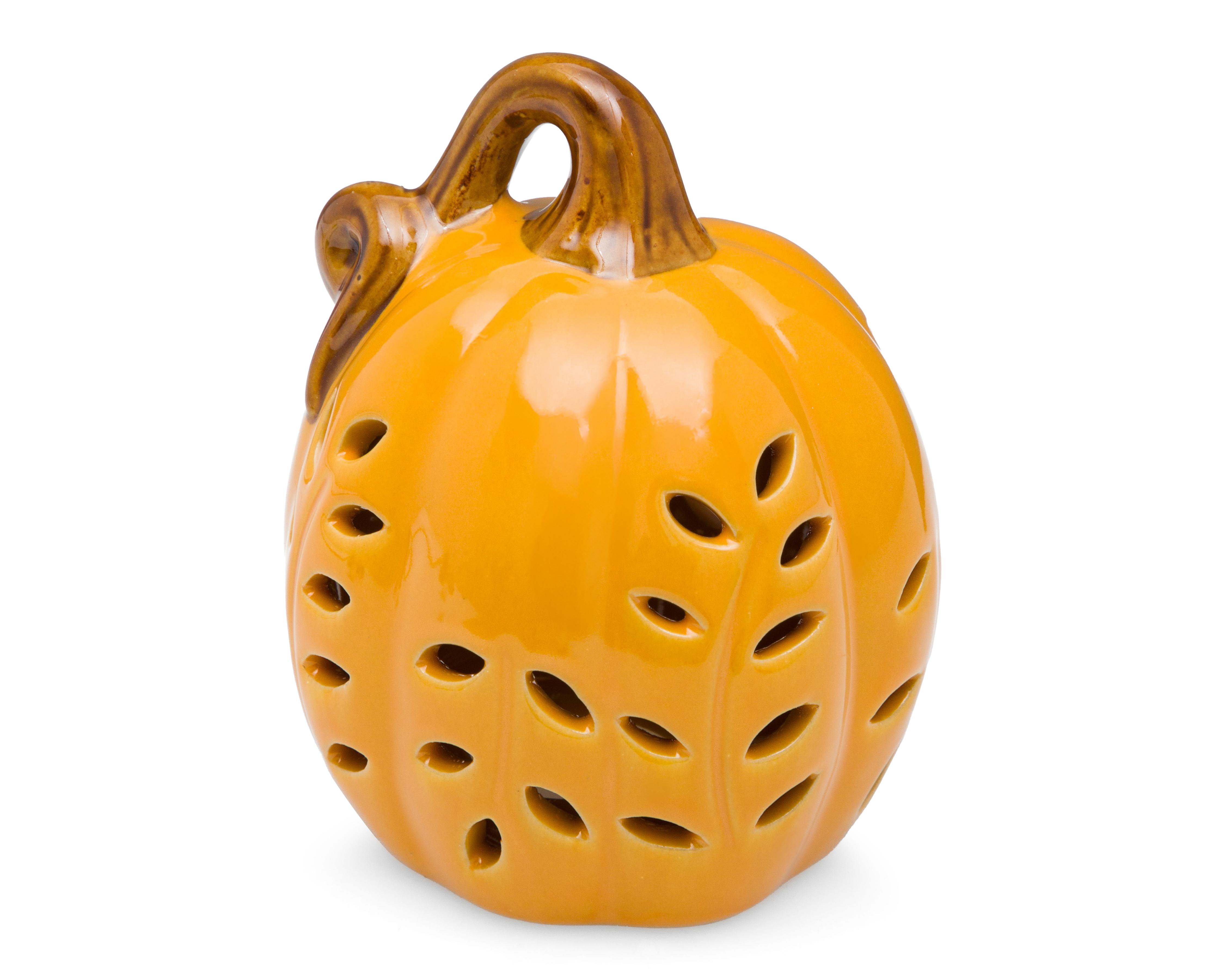 Escultura de Calabaza Floral L de Cerámica