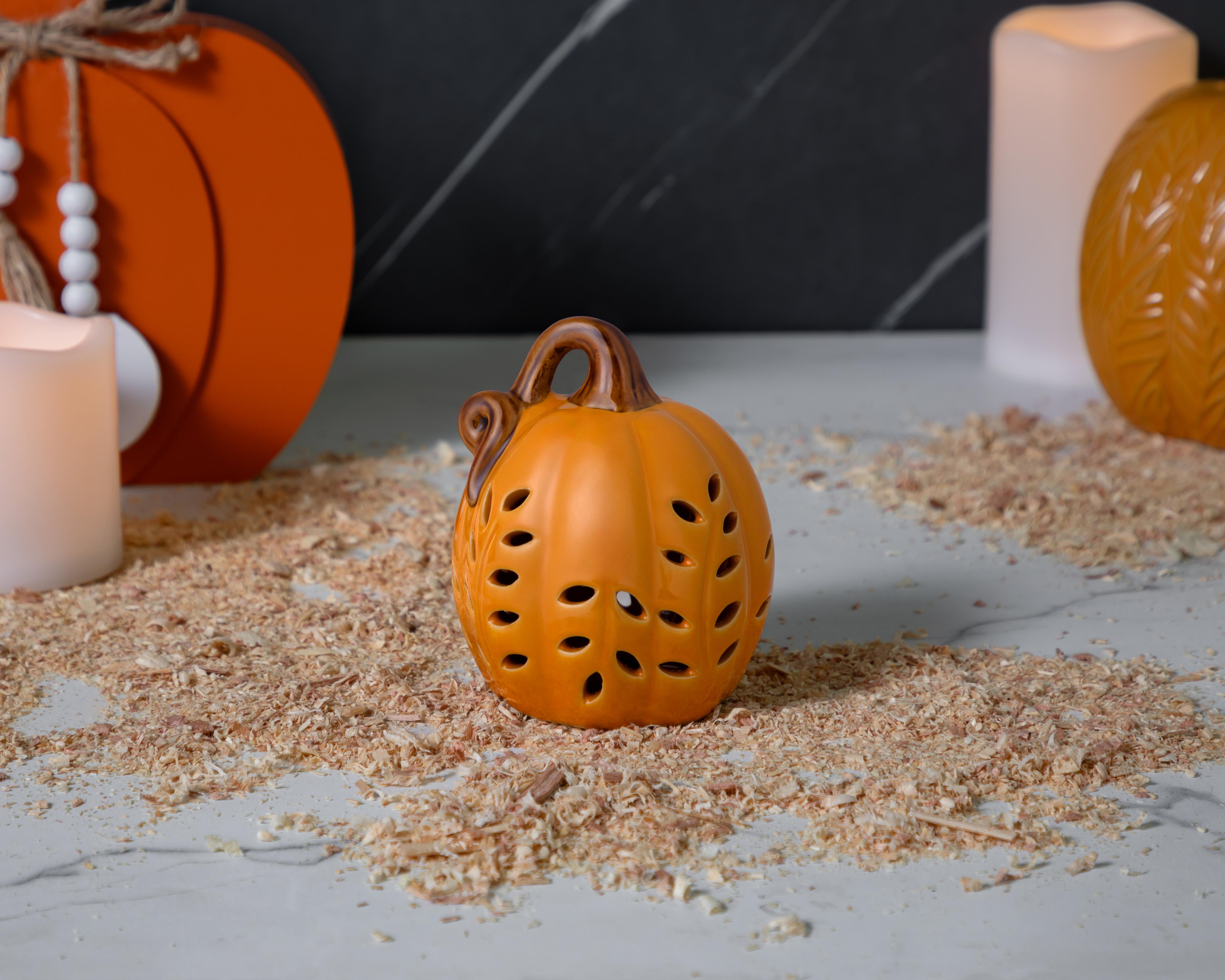 Foto 4 | Escultura de Calabaza Floral L de Cerámica
