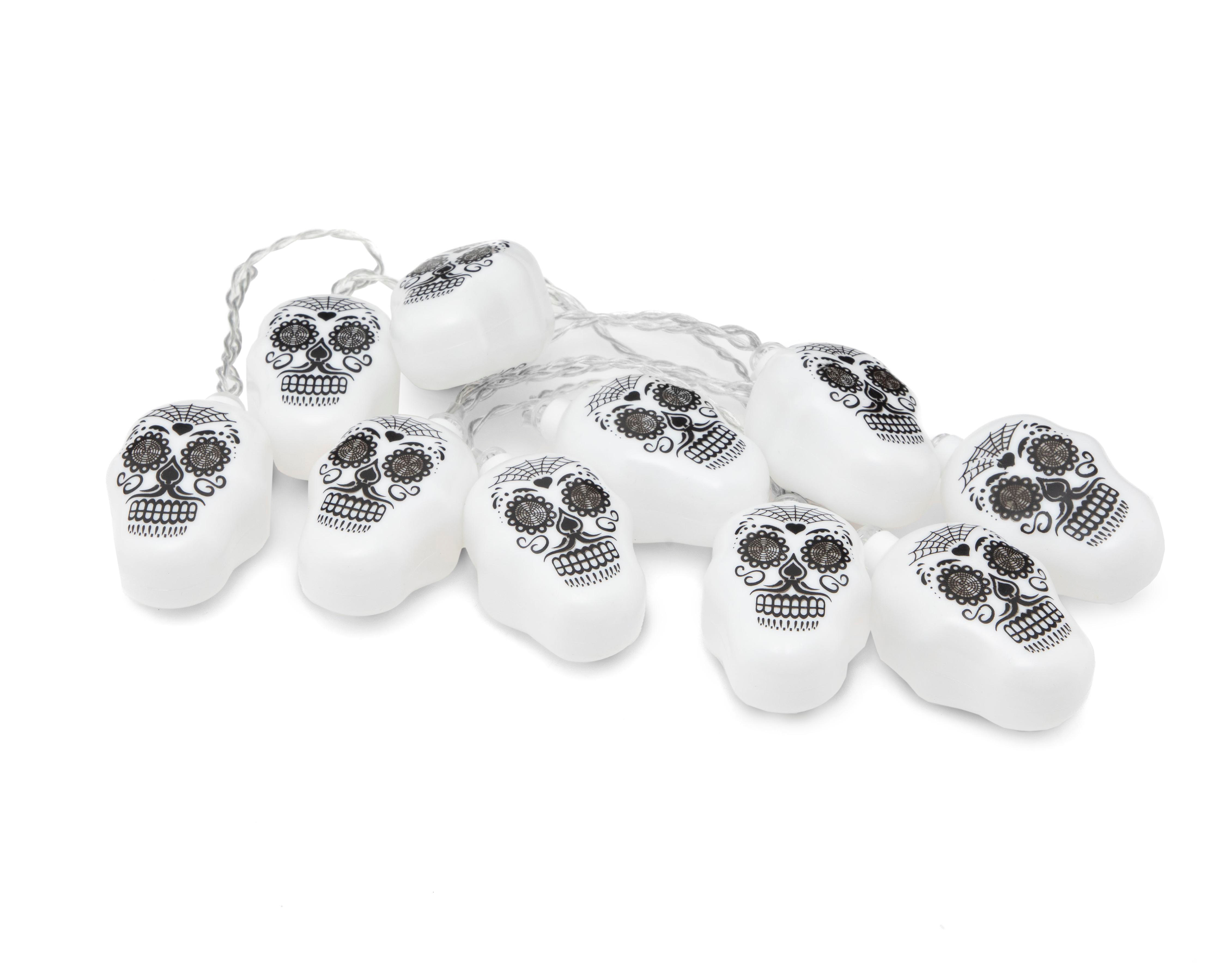 Luces Decorativas del Día de Muertos Skull 10 Luces Cálidas $129