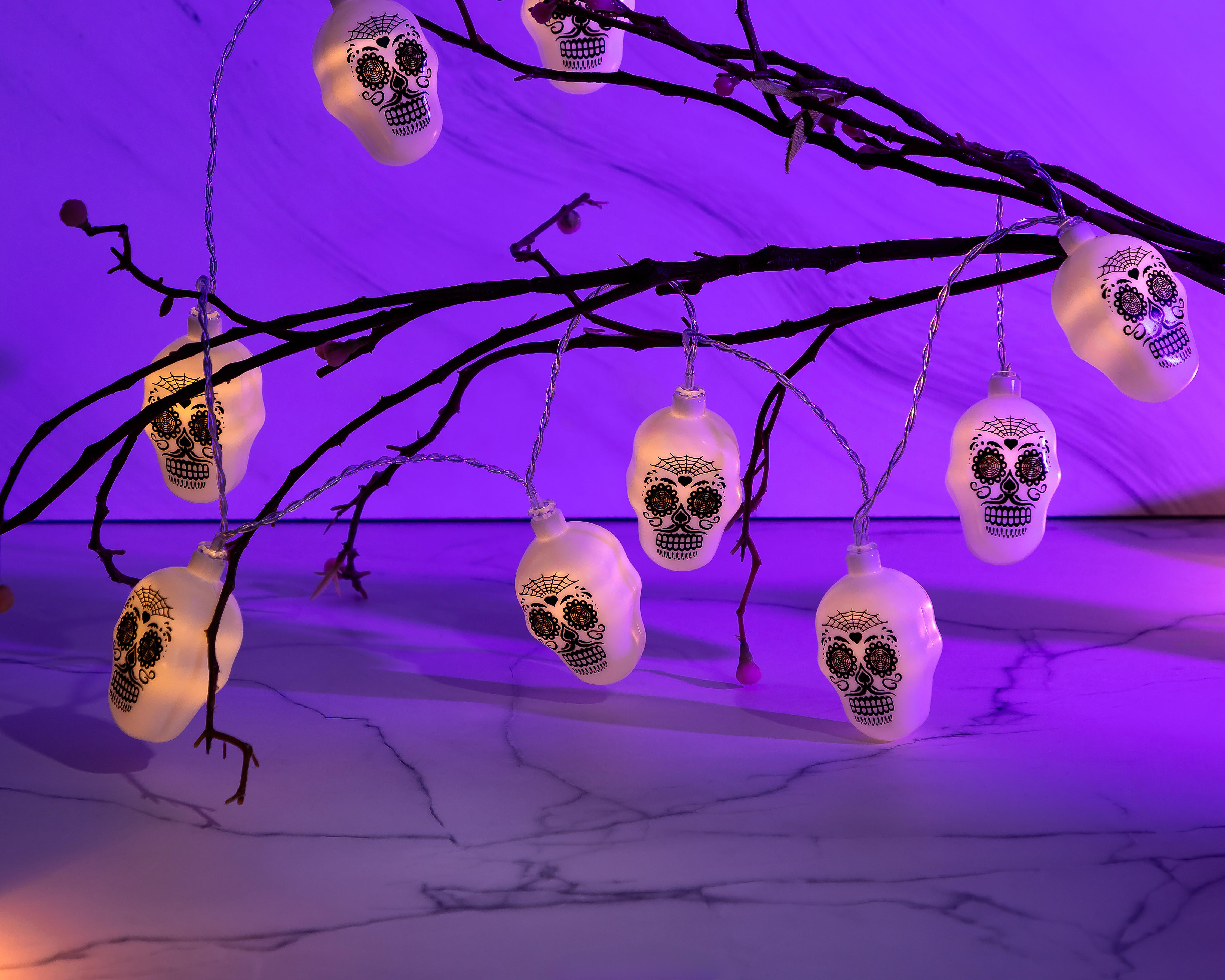 Foto 5 pulgar | Luces Decorativas del Día de Muertos Skull 10 Luces Cálidas