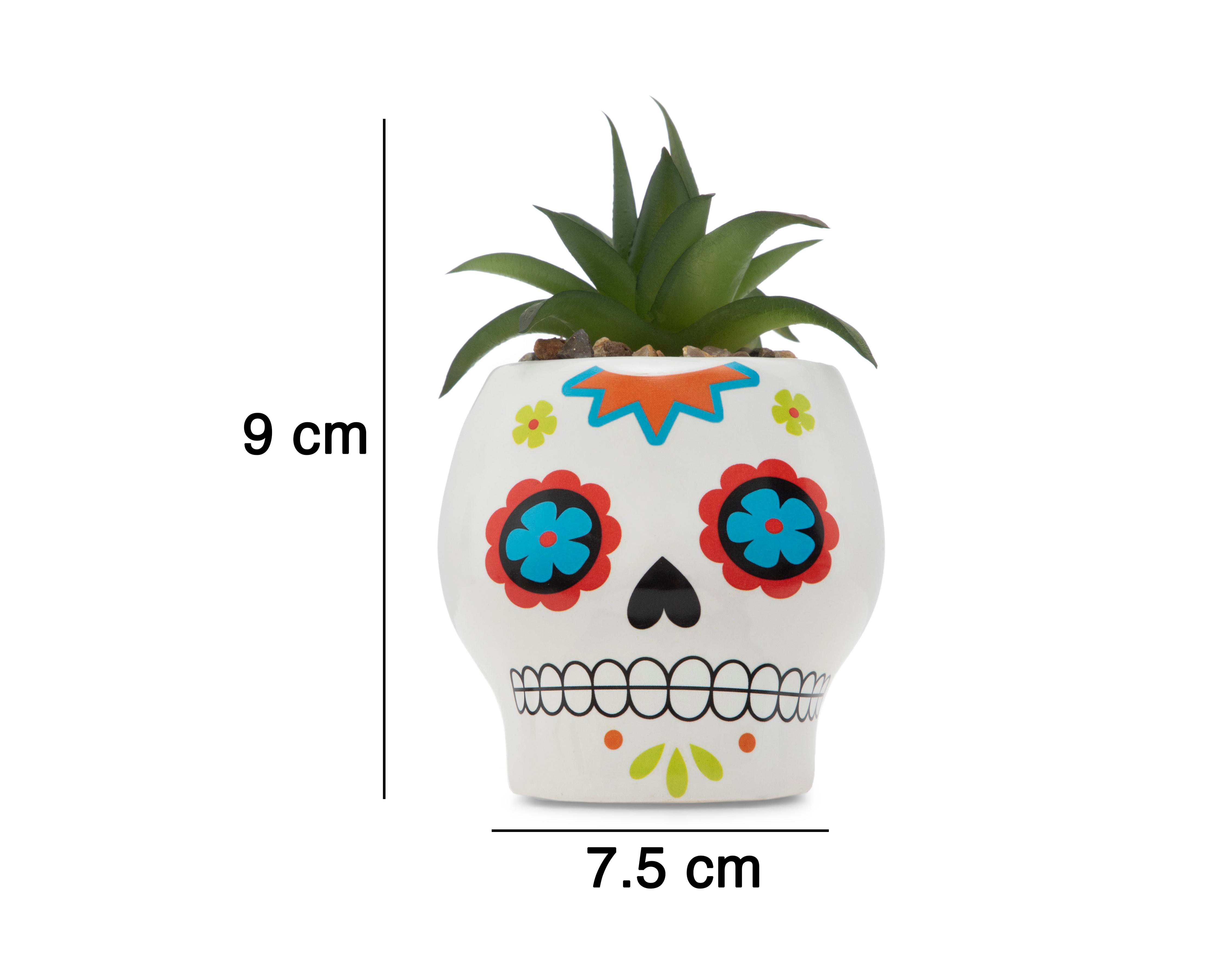 Foto 6 pulgar | Suculenta Artificial con Maceta Día de Muertos Starhaus 9 cm