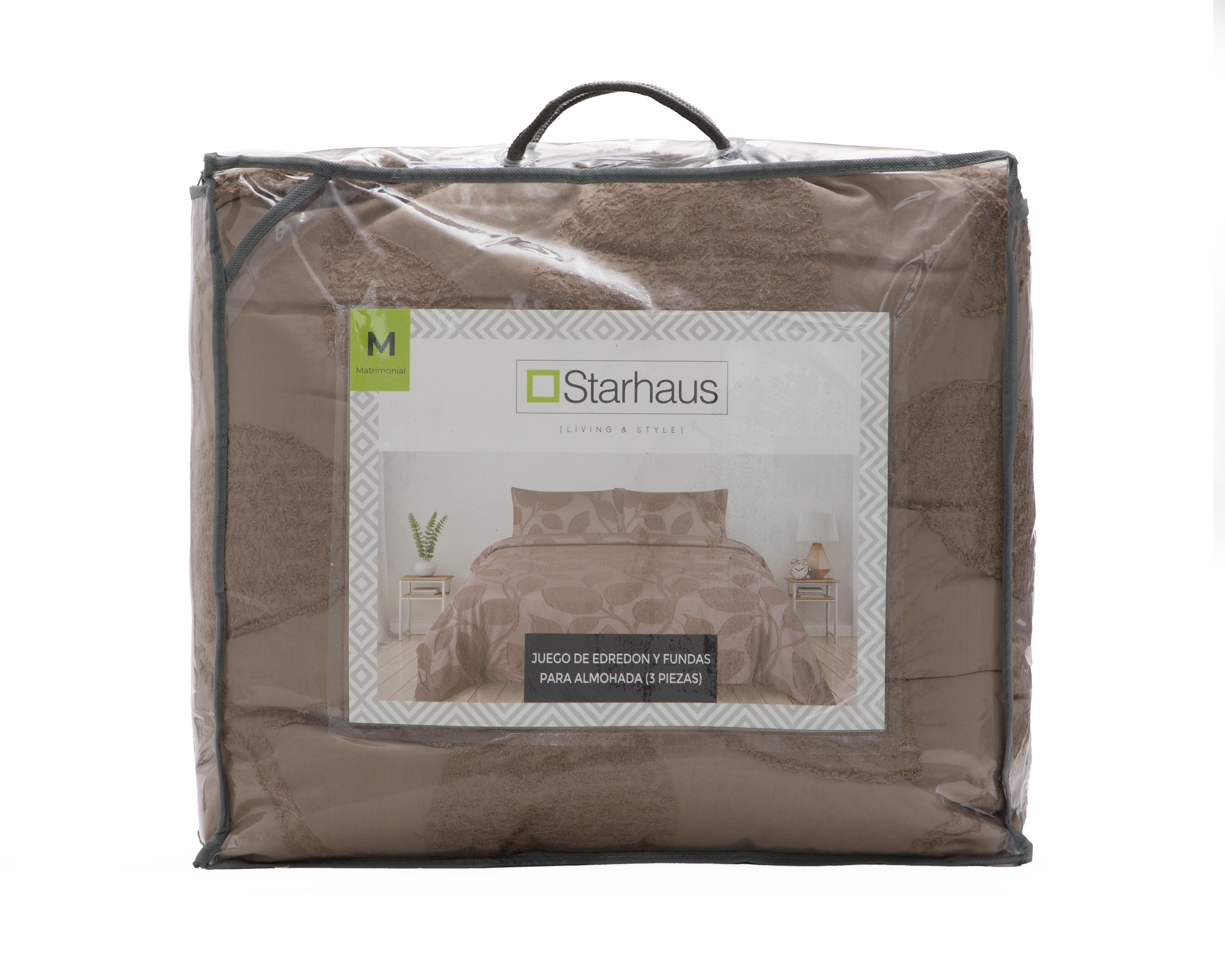 Foto 4 | Edredón Matrimonial con Fundas para Almohada Starhaus Grass Café 3 Piezas