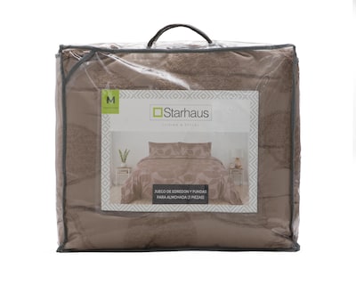 Foto 4 | Edredón Matrimonial con Fundas para Almohada Starhaus Grass Café 3 Piezas