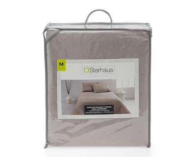 Foto 4 | Colcha Matrimonial con Fundas para Almohada Starhaus Gris 3 Piezas