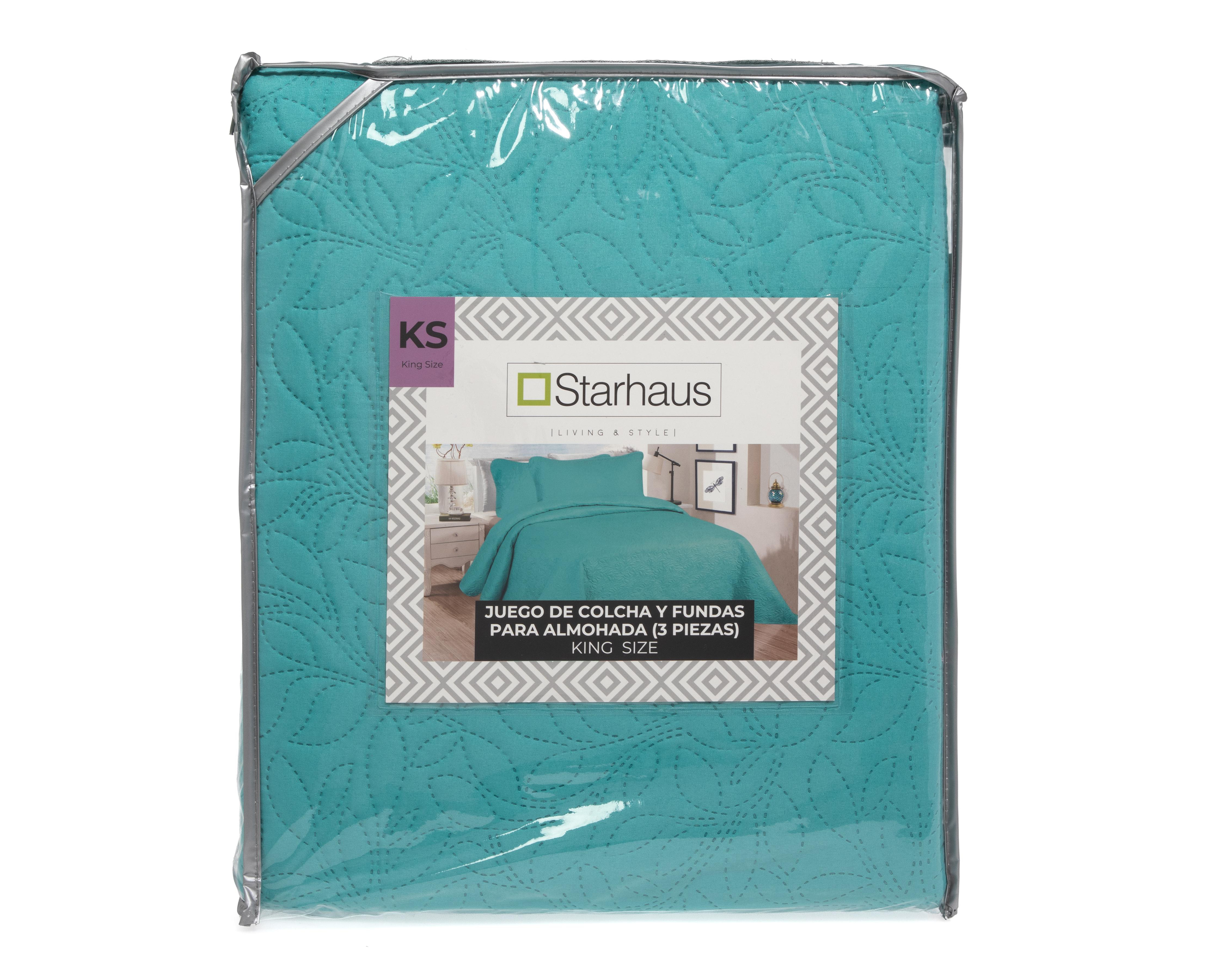 Foto 4 | Colcha King Size con Fundas para Almohada Starhaus Abdel Azul 3 Piezas