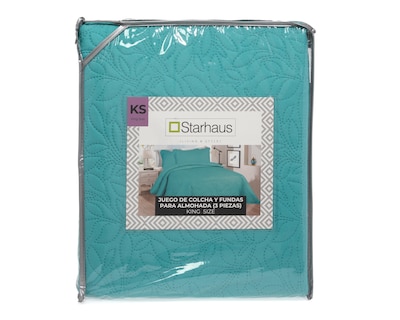 Foto 4 | Colcha King Size con Fundas para Almohada Starhaus Abdel Azul 3 Piezas
