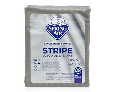 Foto 4 | Sábana Matrimonial Spring Air Stripe Gris 4 Piezas