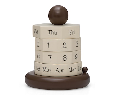 Foto 2 | Figura Decorativa de Calendario Alfa de Madera