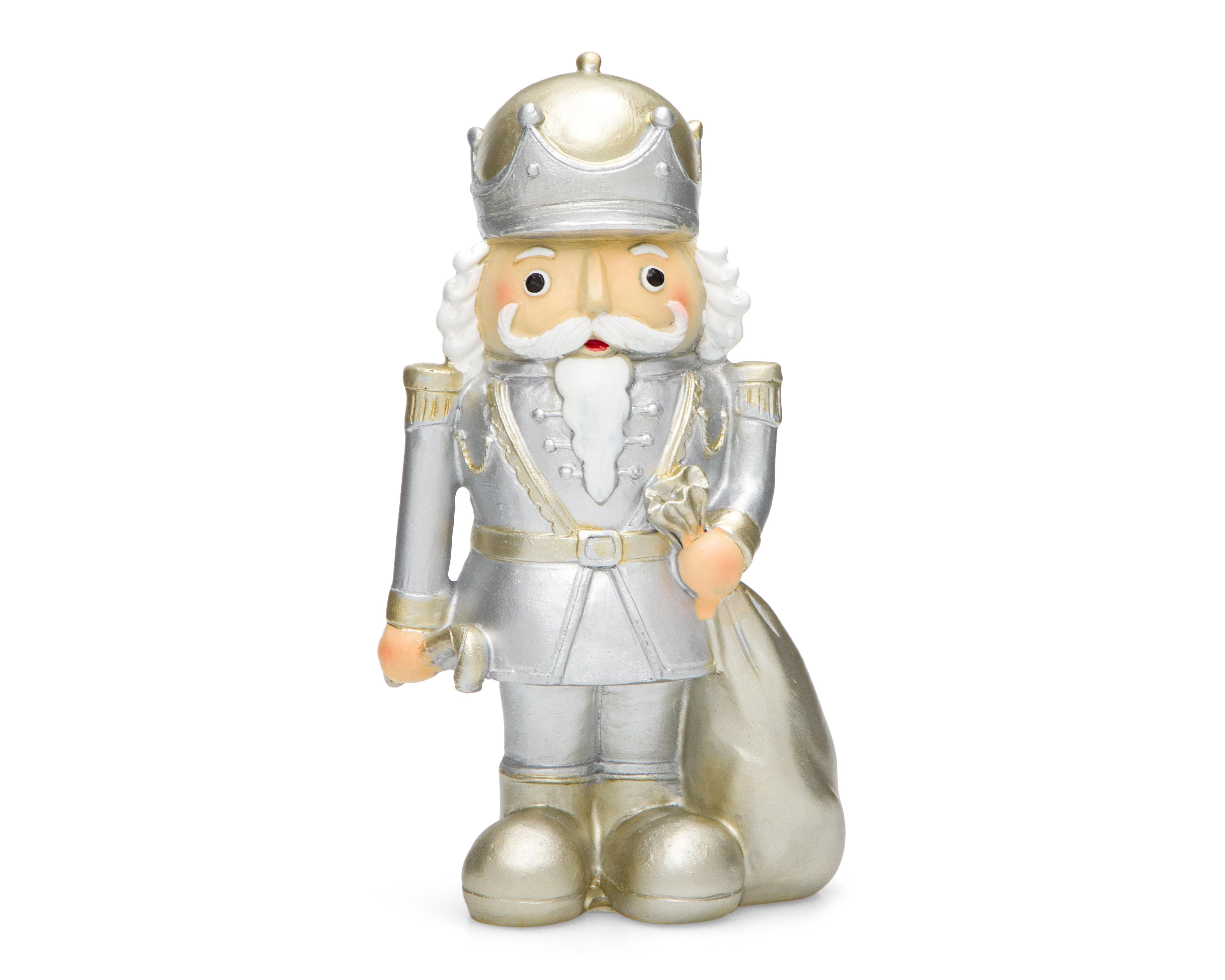 Foto 4 pulgar | Figura Decorativa de Cascanueces de Navidad Silver Nut de Resina