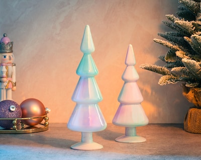 Foto 4 | Escultura de Pino de Navidad Árbol Tornasol B de Vidrio