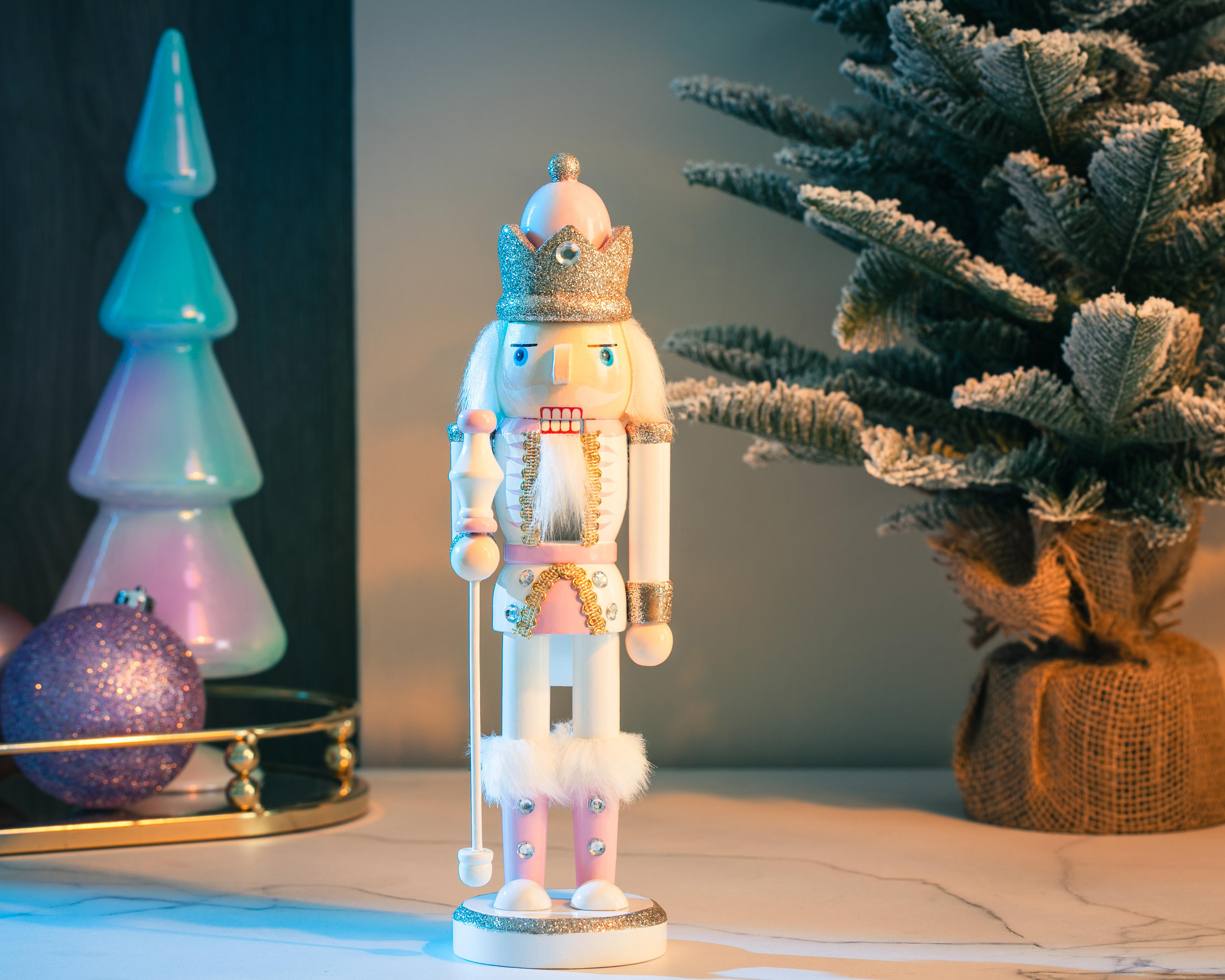 Foto 6 pulgar | Figura Decorativa Cascanueces de Navidad Pink Nutcracker B de Madera