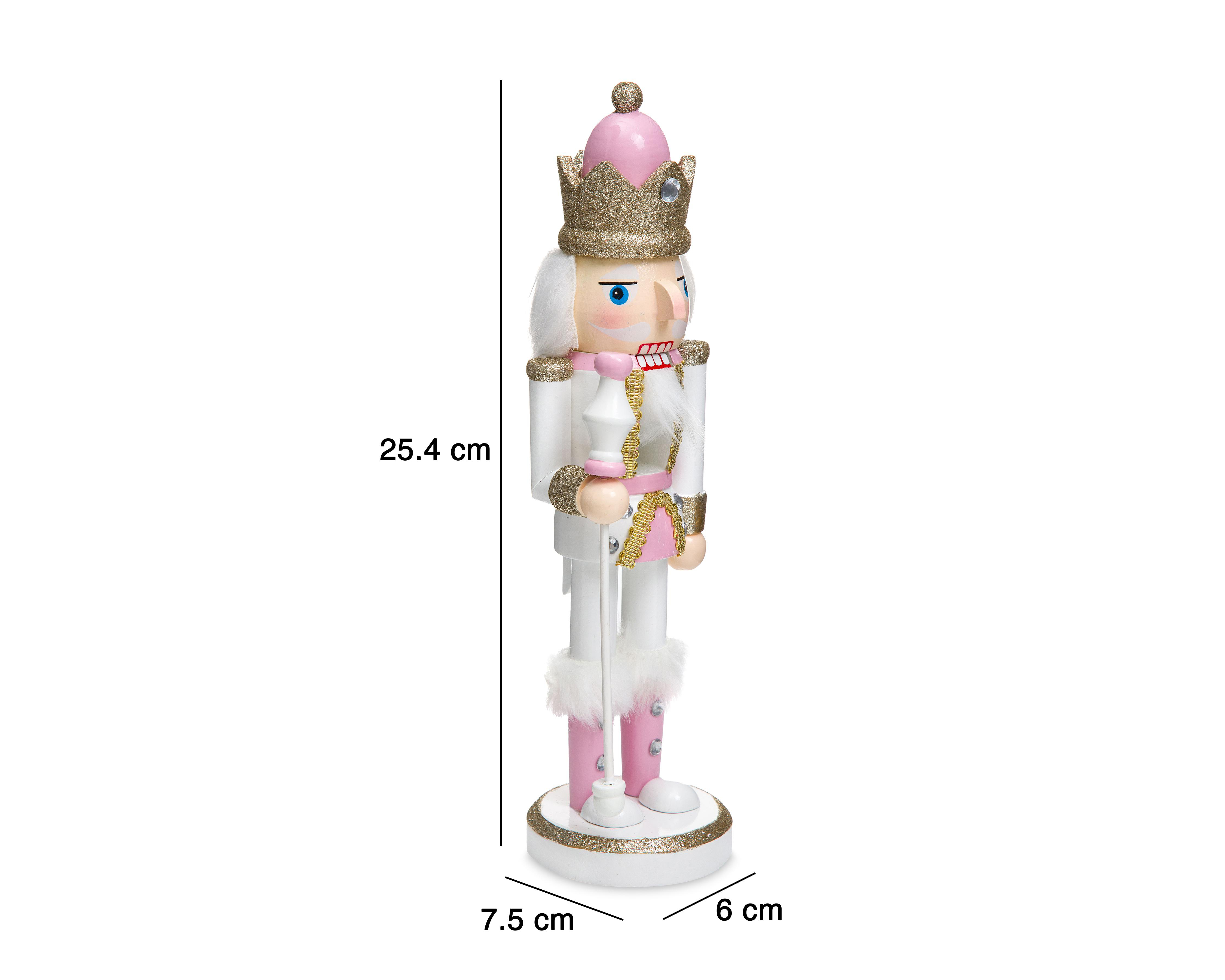 Foto 7 pulgar | Figura Decorativa Cascanueces de Navidad Pink Nutcracker B de Madera